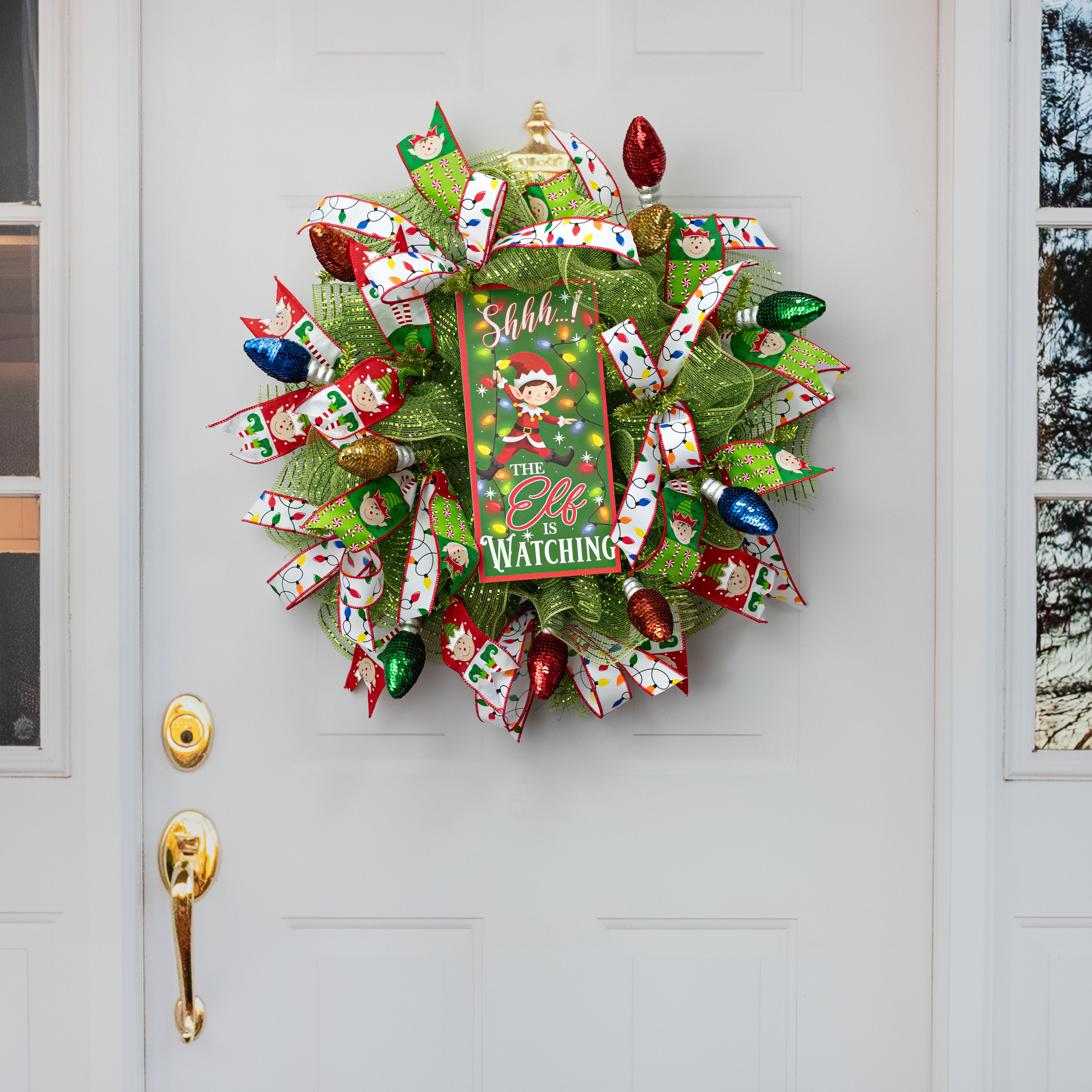 12" Wooden Sign: Shh Elf Is Watching detail photo 4