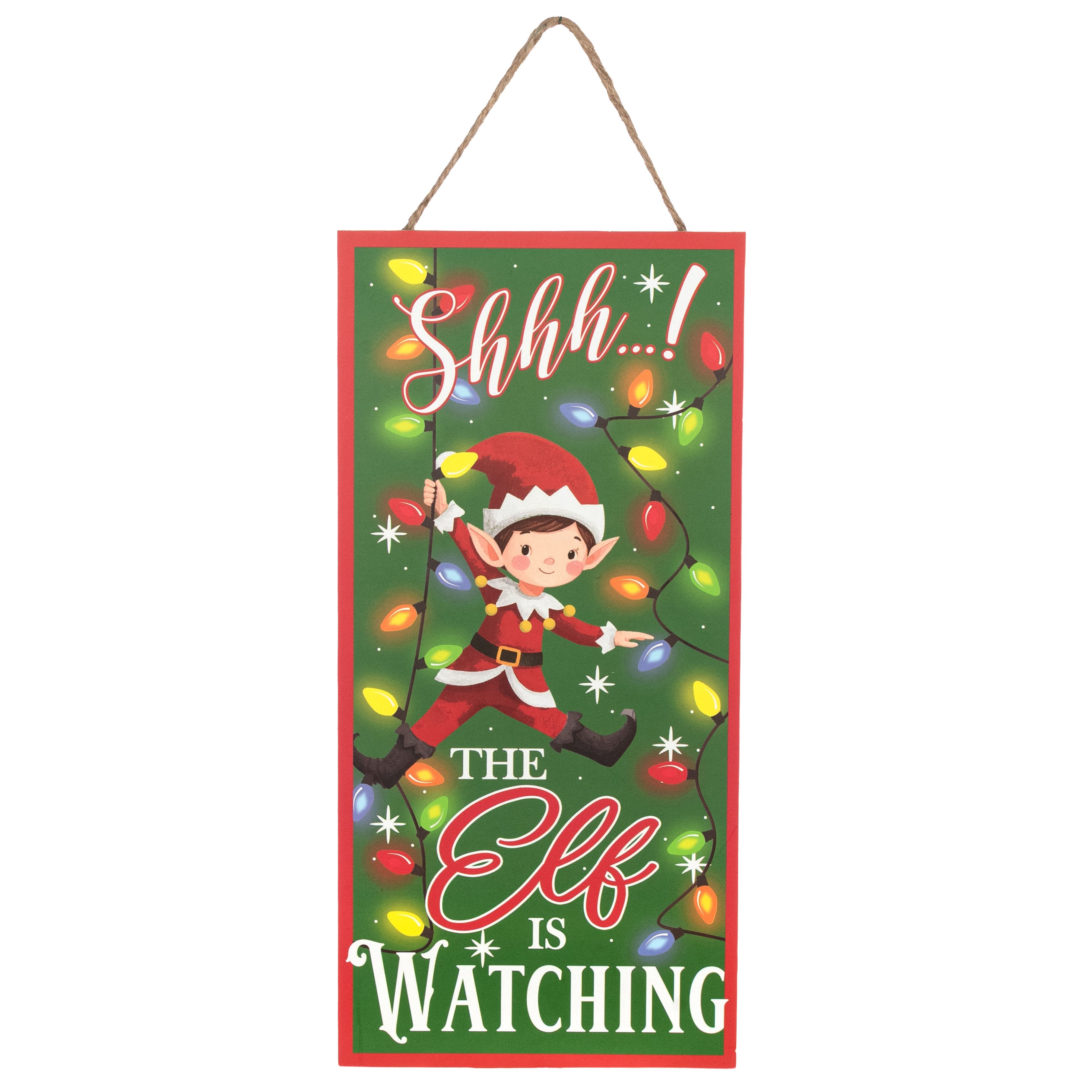 12" Wooden Sign: Shh Elf Is Watching Item Number: AP7455