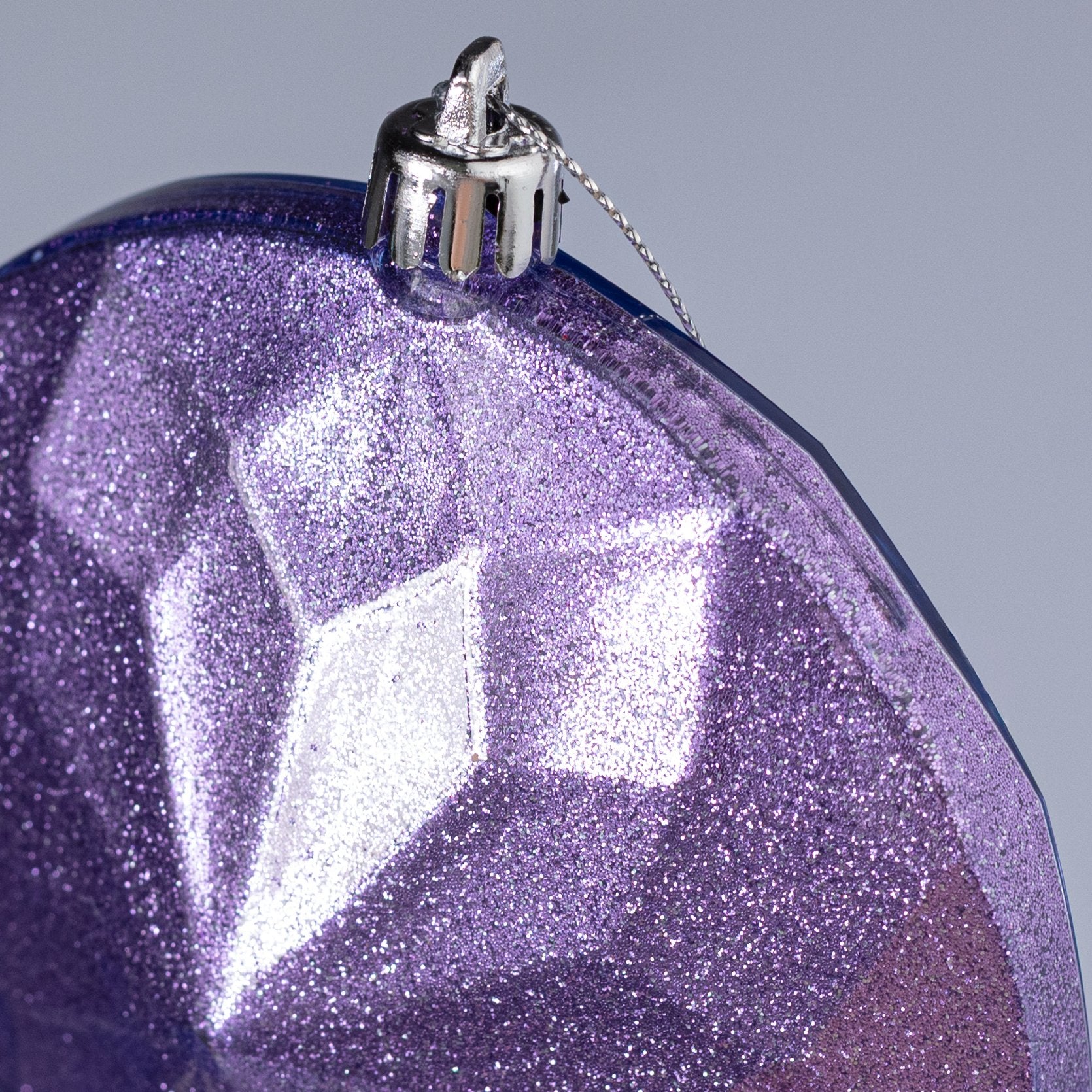 120mm Faceted Flat Round Gem Ornament: Glitter Inside Lavender detail photo 3