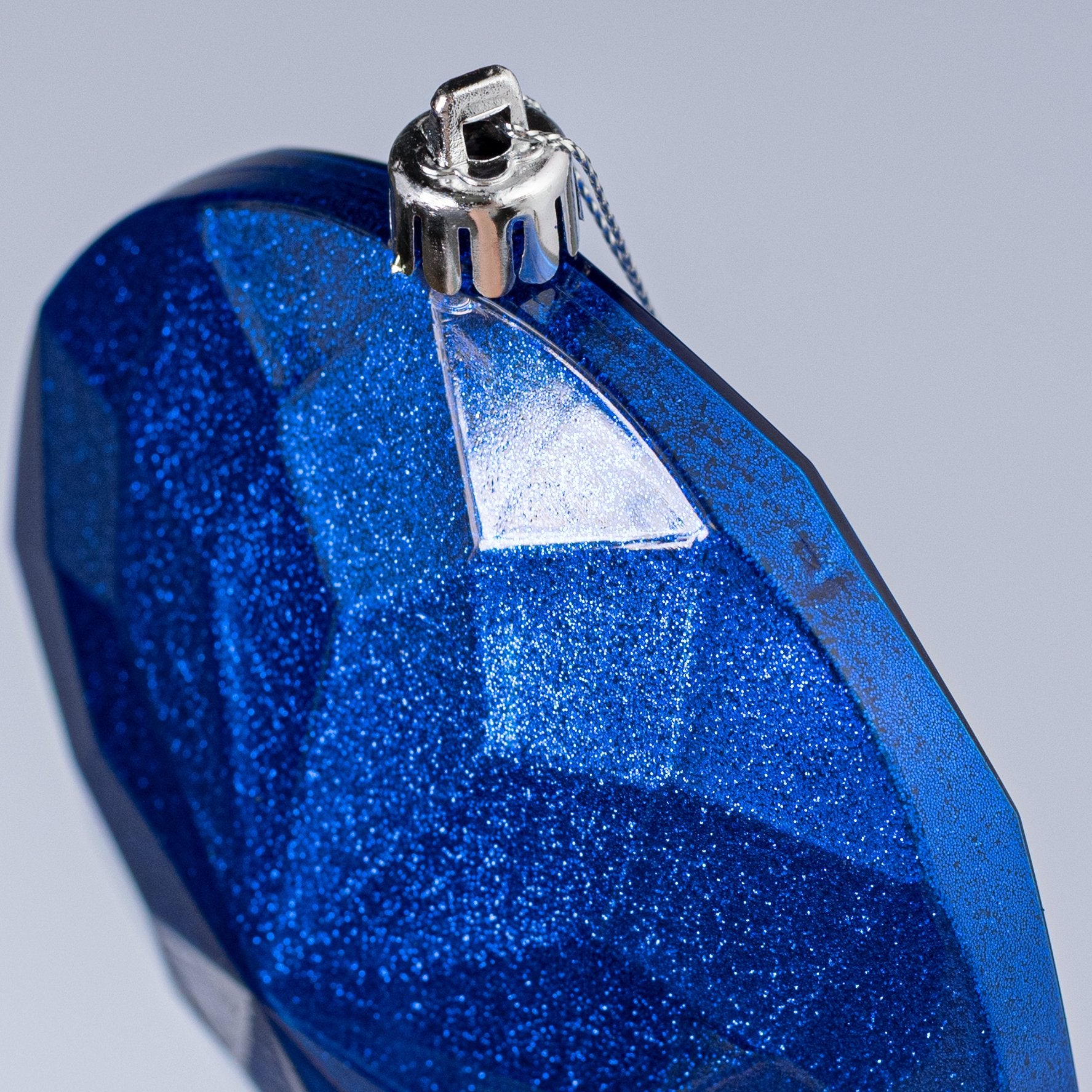 120mm Faceted Flat Round Gem Ornament: Glitter Inside Royal Blue detail photo 3