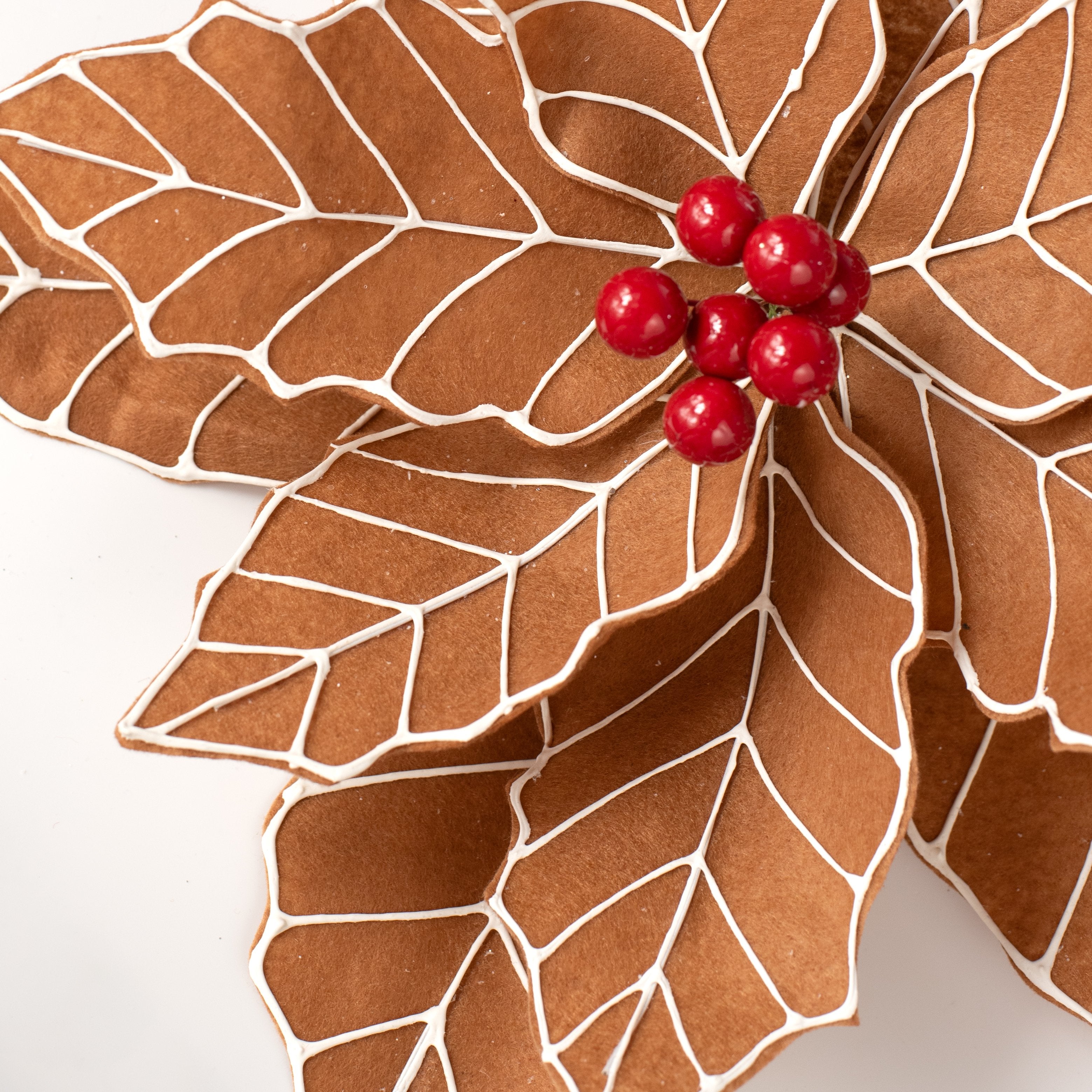 13" x 27" Oversized Poinsettia Stem: Gingerbread Icing detail photo 4