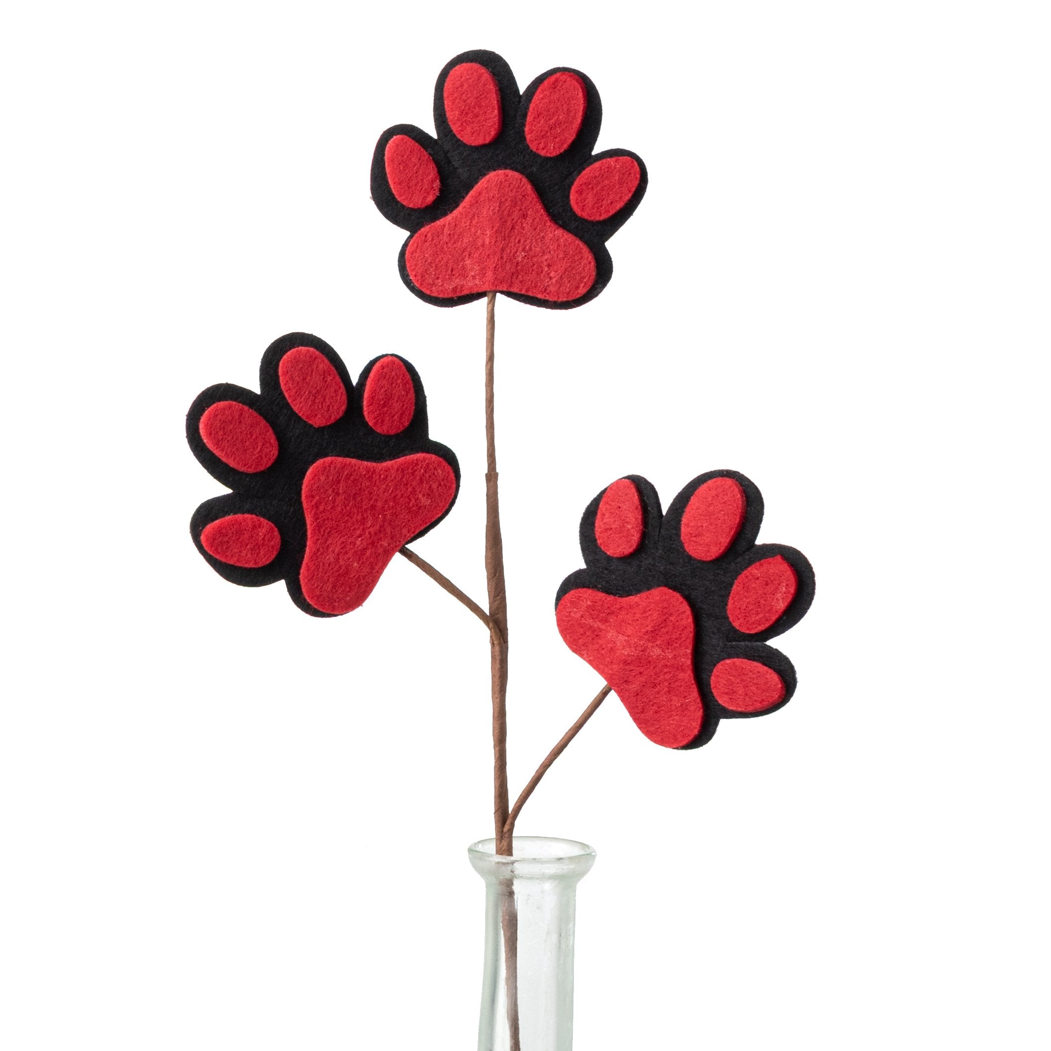 13" Felt Paw Prints Spray: Black & Red Item Number: MN025947