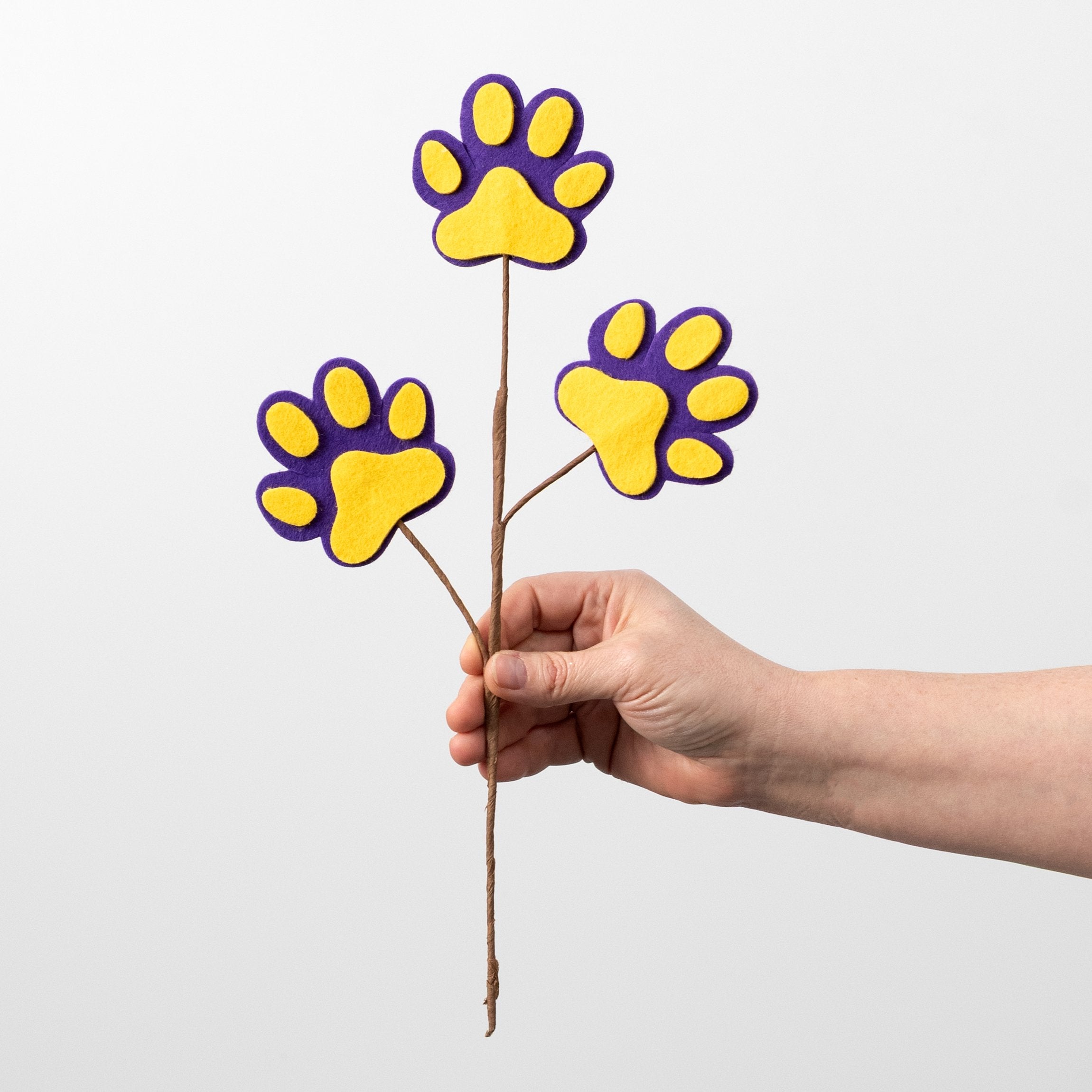 13" Felt Paw Prints Spray: Purple & Golden Yellow detail photo 3