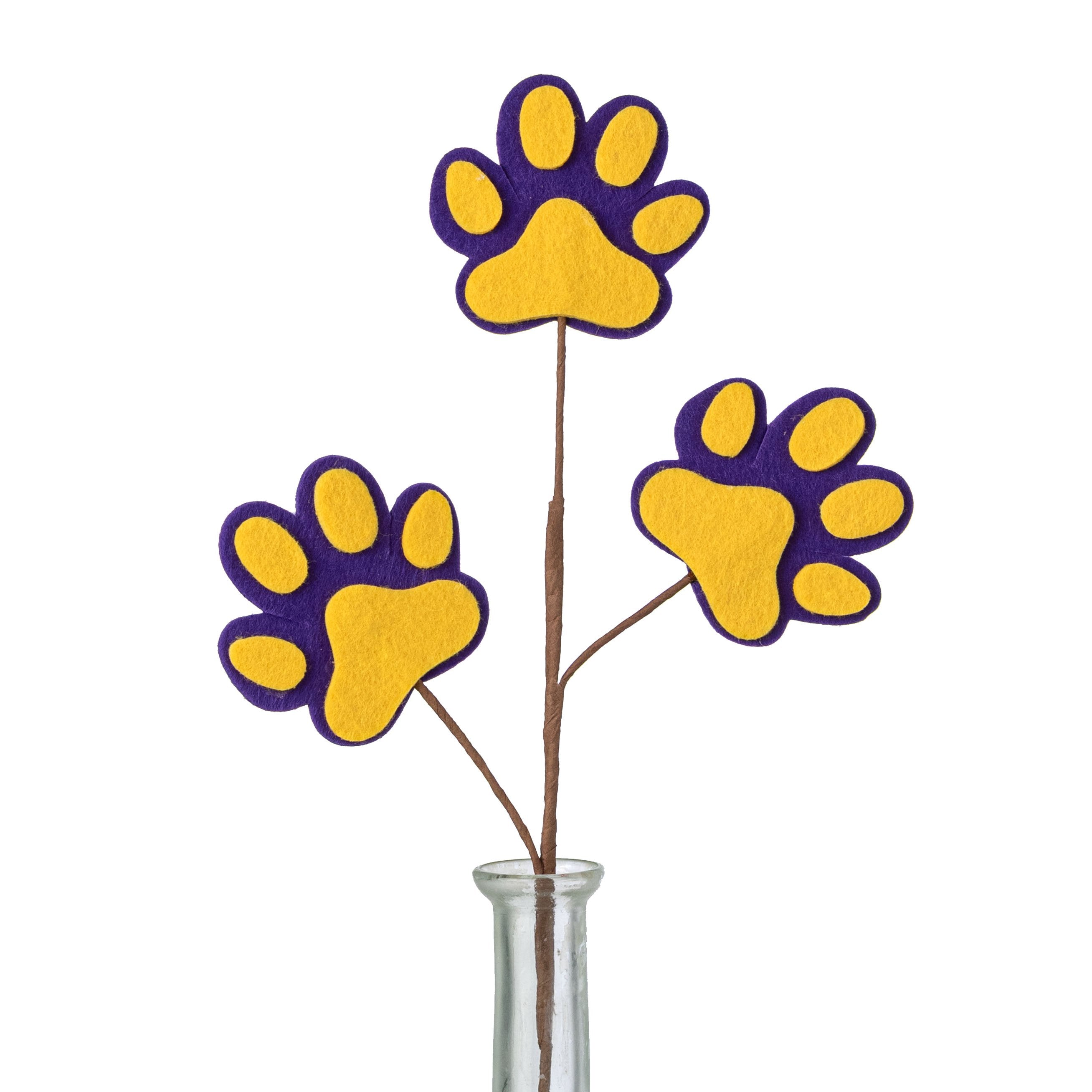 13" Felt Paw Prints Spray: Purple & Golden Yellow Item Number: MN025950