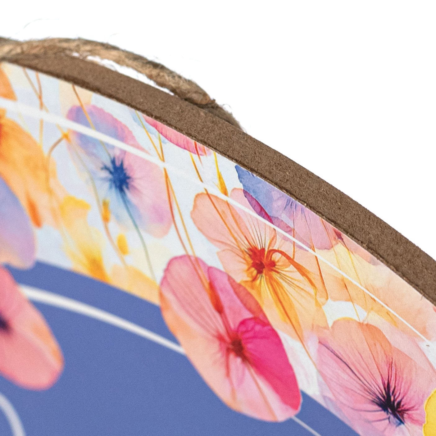 13" Oval Wooden Sign: Pink & Blue X-Ray Poppy Flowers detail photo 3