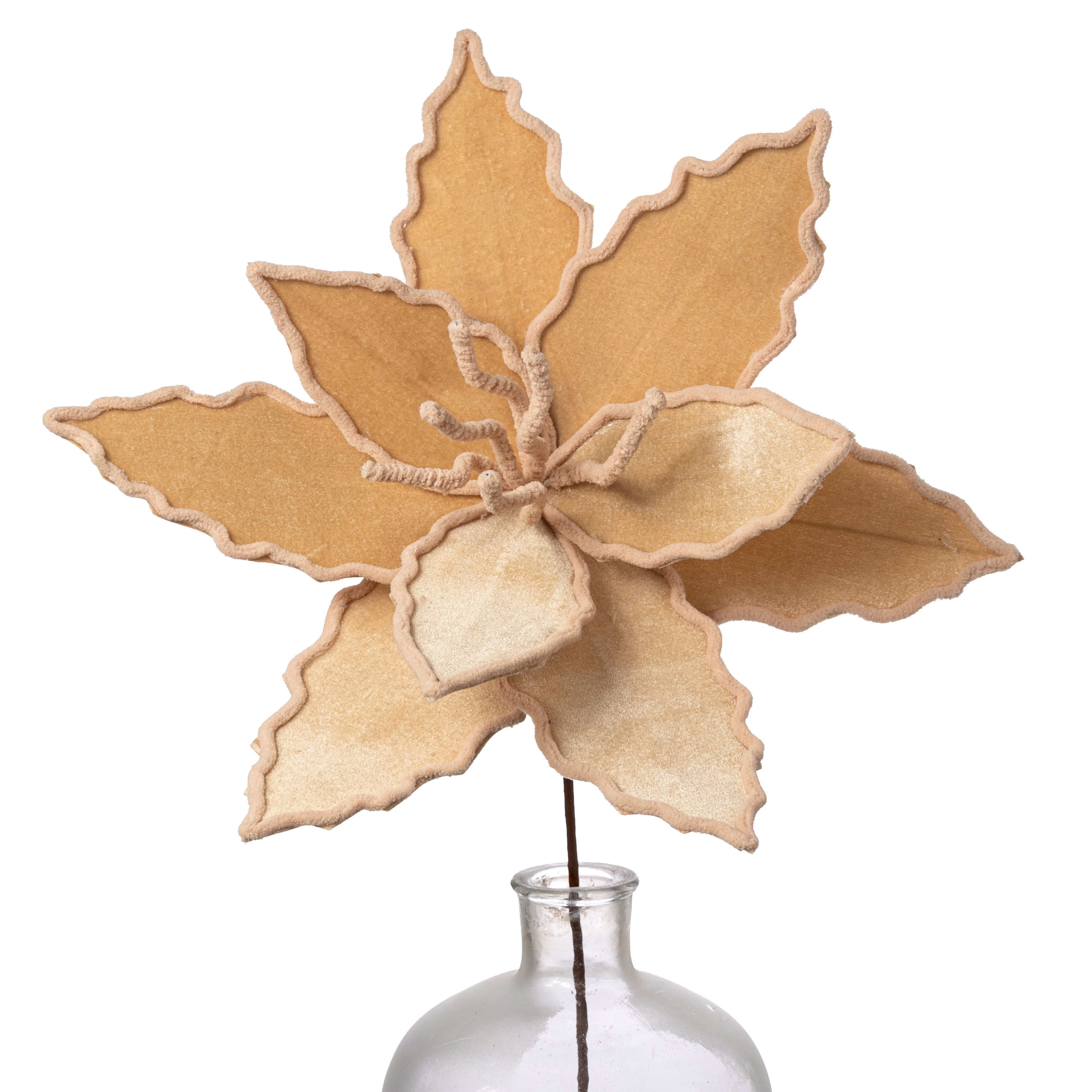 14" x 24" Velvet Poinsettia Stem: Tan Item Number: XS423230