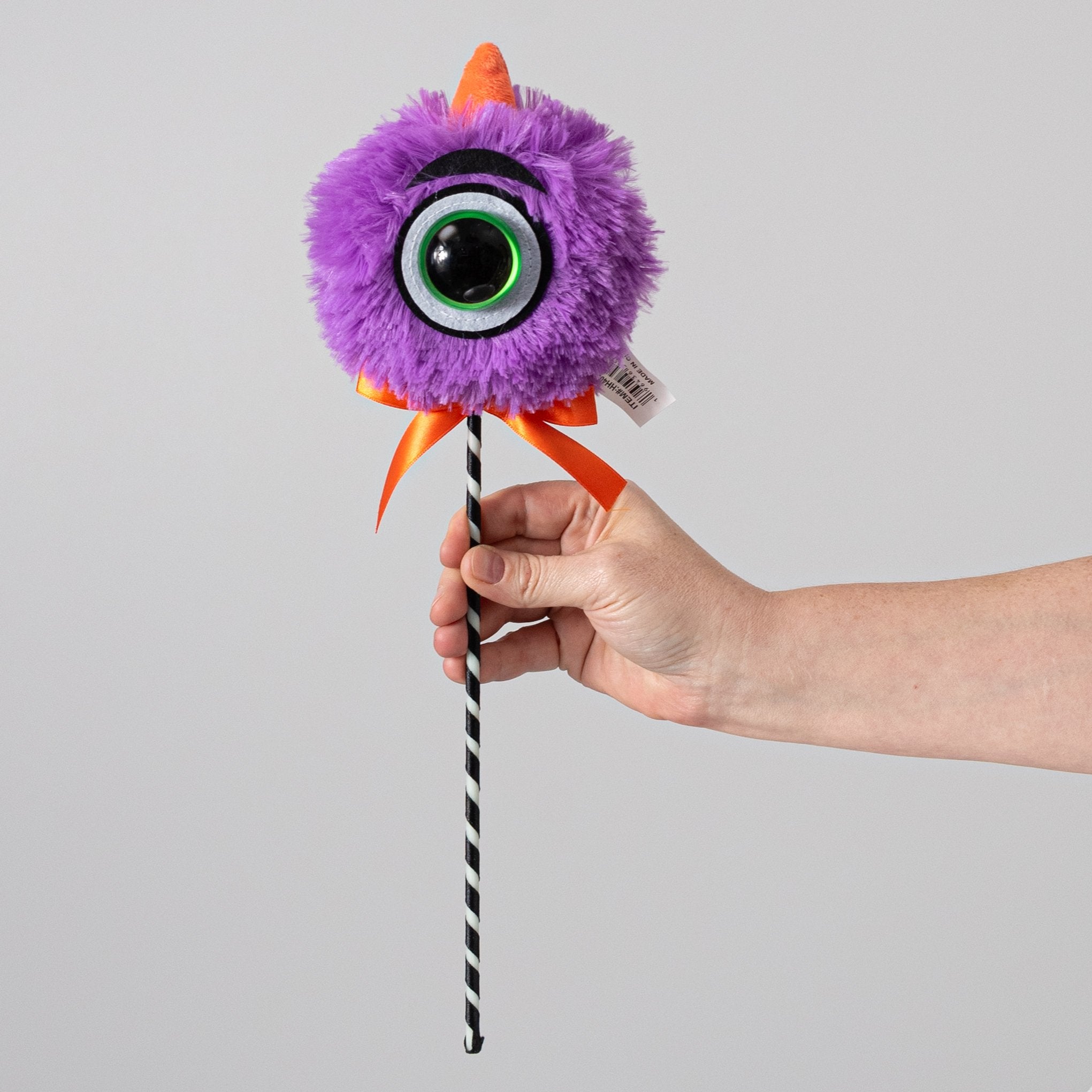 5" x 14" Furry One Eyed Horned Halloween Monster Pick: Purple detail photo 3