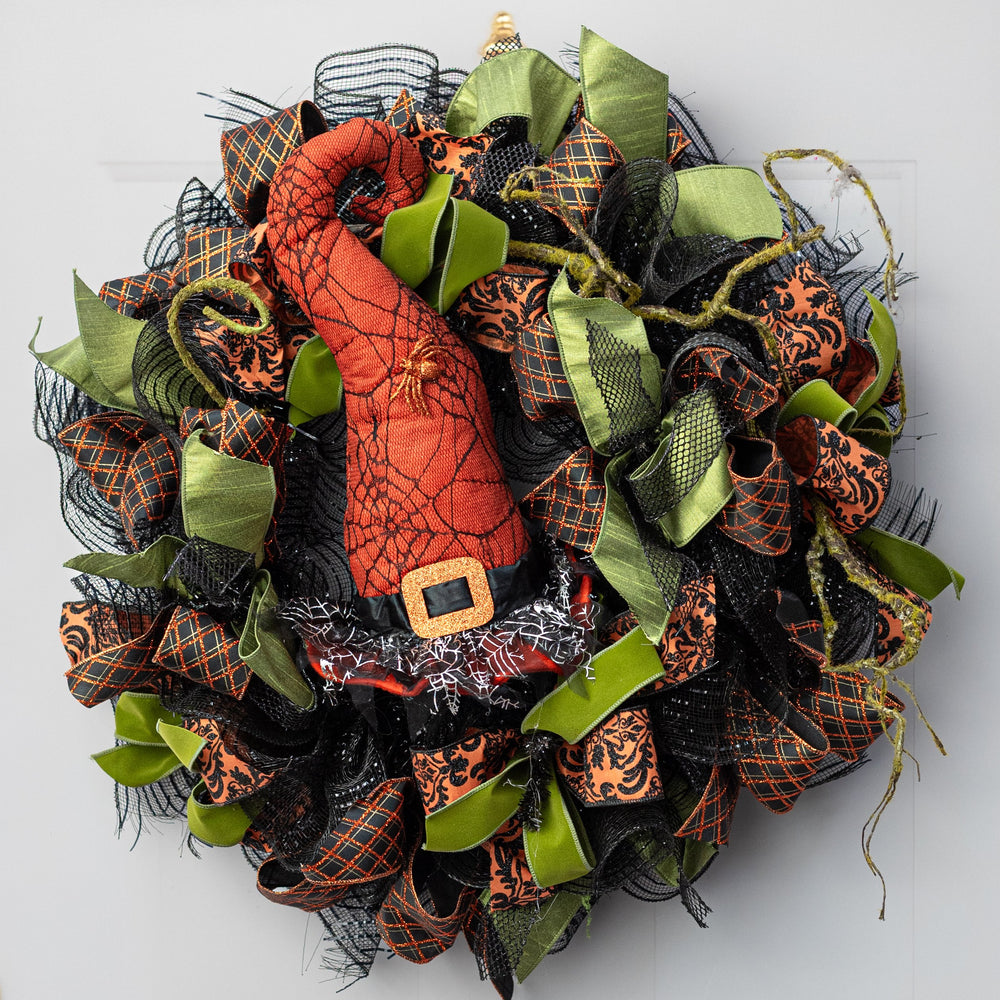 14" Spider Web Witch Hat Decor: Orange Lifestyle Photo