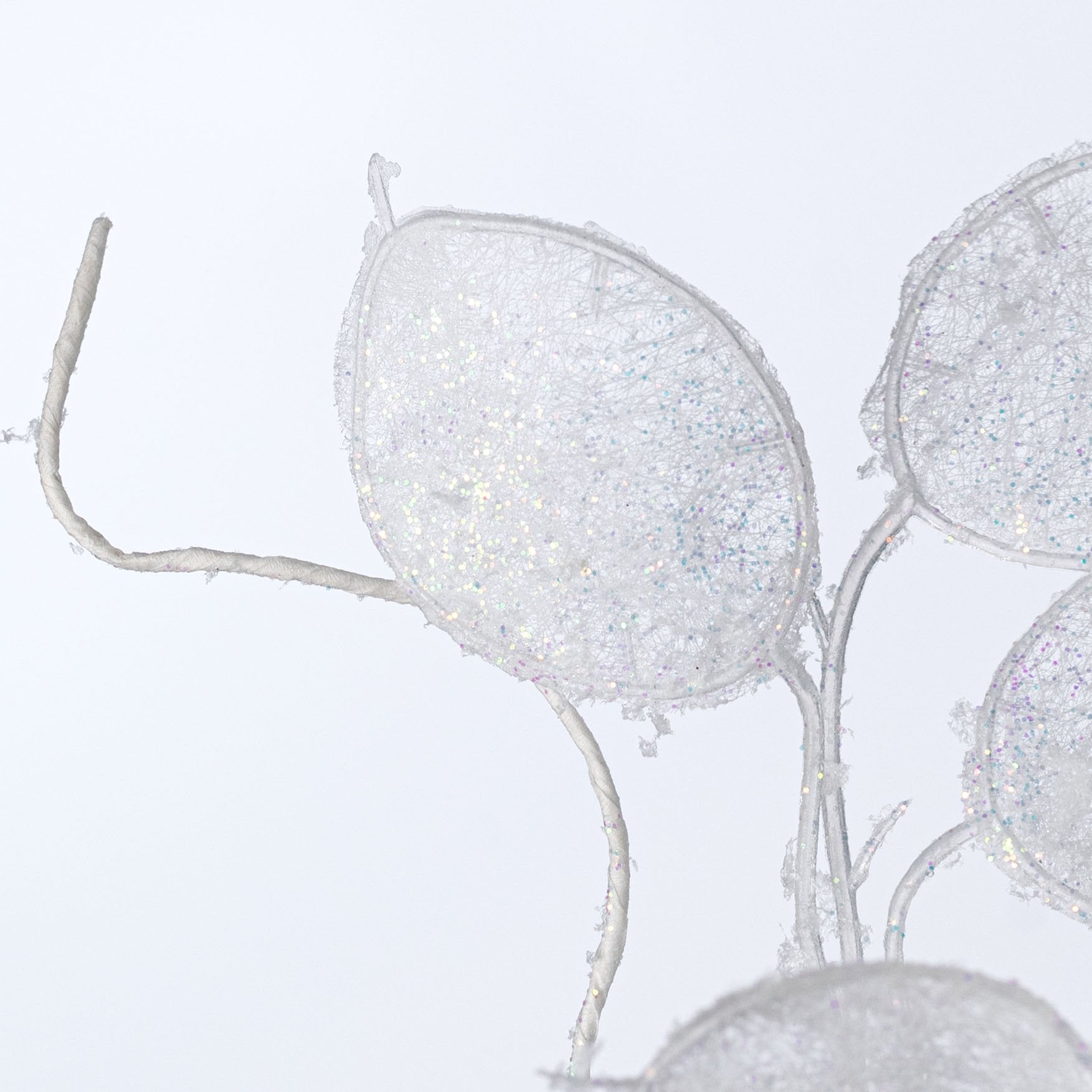 14in Faux Lunaria Silver Dollar Pick: White detail photo 4