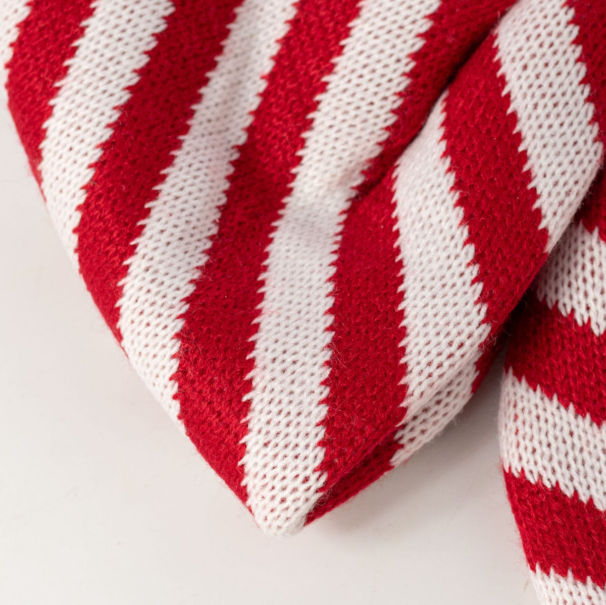 15" x 11.75" Red & White Peppermint Stripe Knit Bow Decoration detail photo 3
