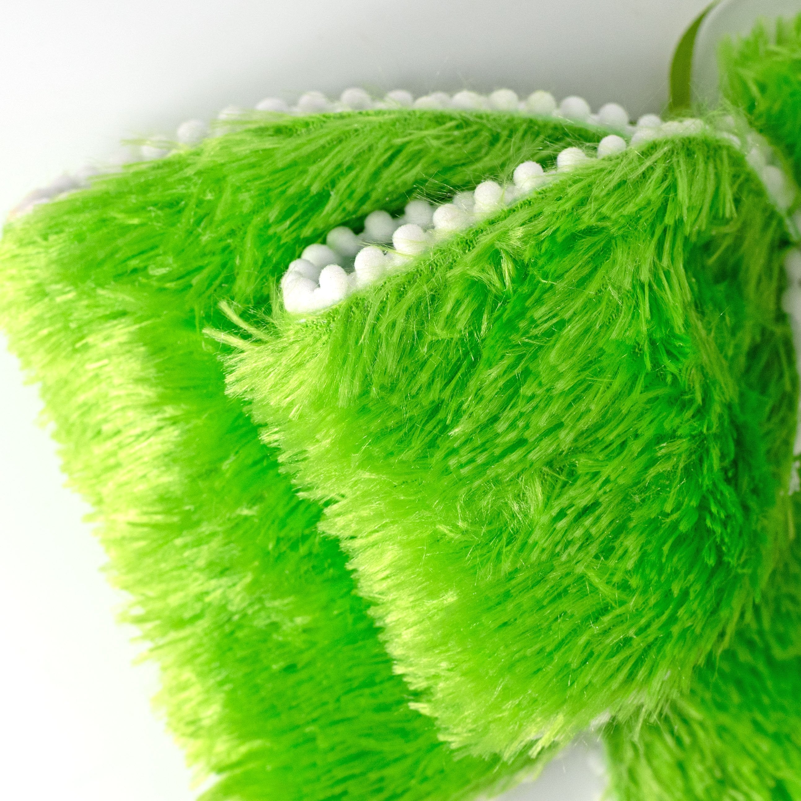 15" x 12" Furry Pre-Made Bow: Green detail photo 3