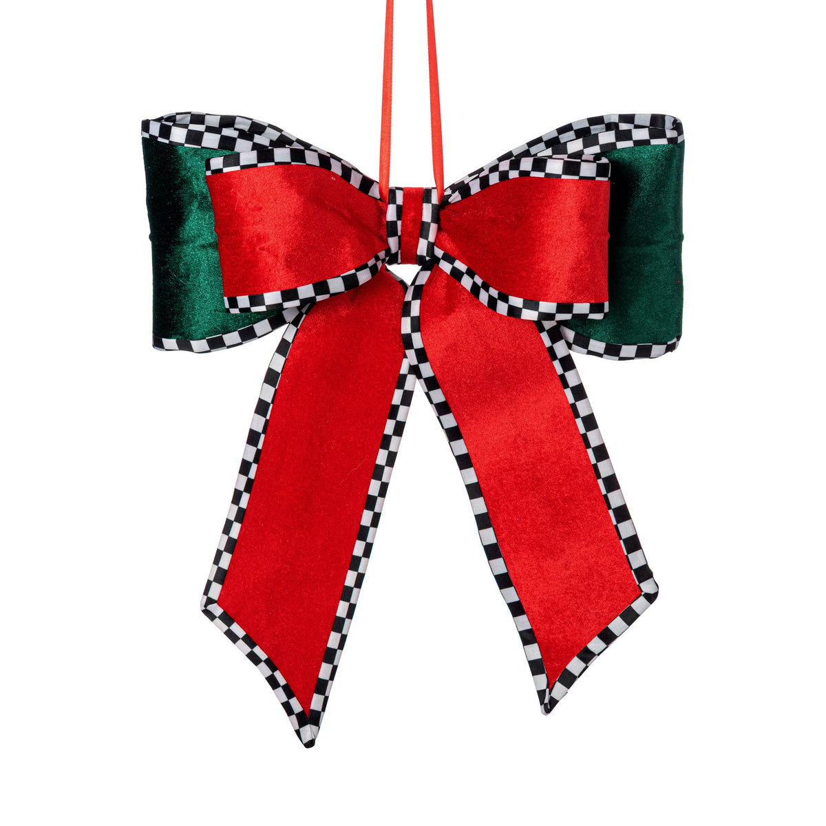 15" x 12" Velvet Black & White Checker Bow: Red & Green Item Number: 86663RDBKWT