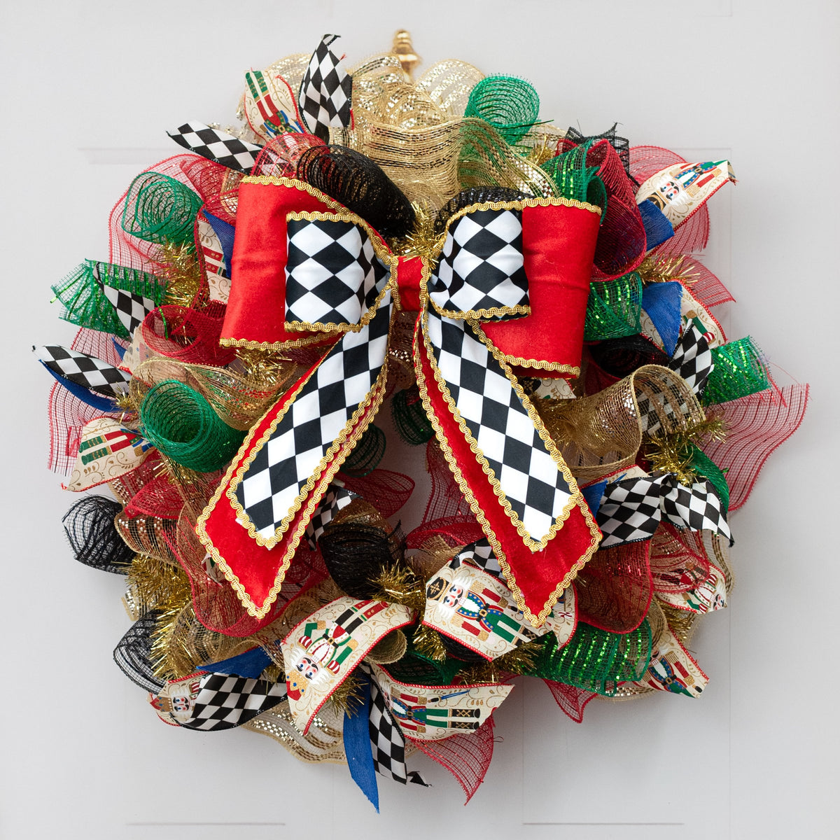 15" x 12" Velvet Harlequin Bow: Red, Black & White Lifestyle Photo