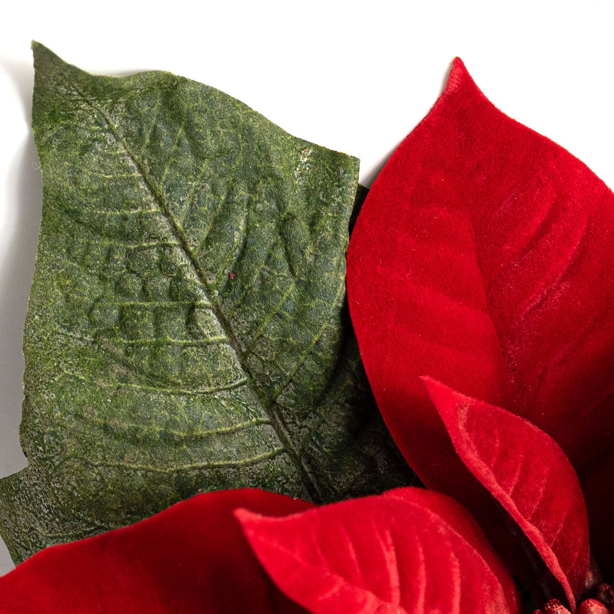 15" Deluxe Artificial Velvet Poinsettia Pick: Red Lifestyle Photo