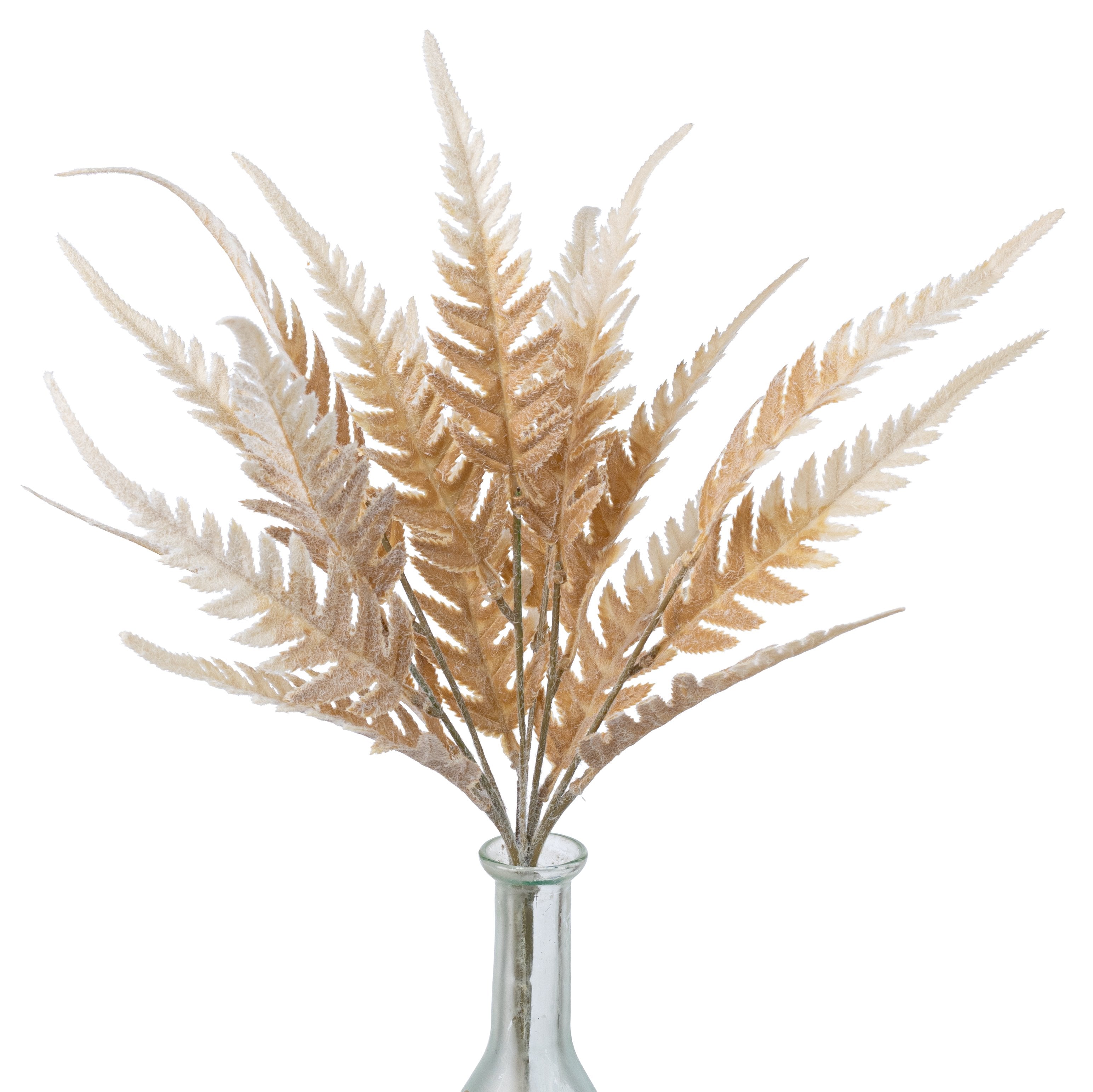 15" Flocked Fall Fern Leaves Bush: Beige Item Number: 530928