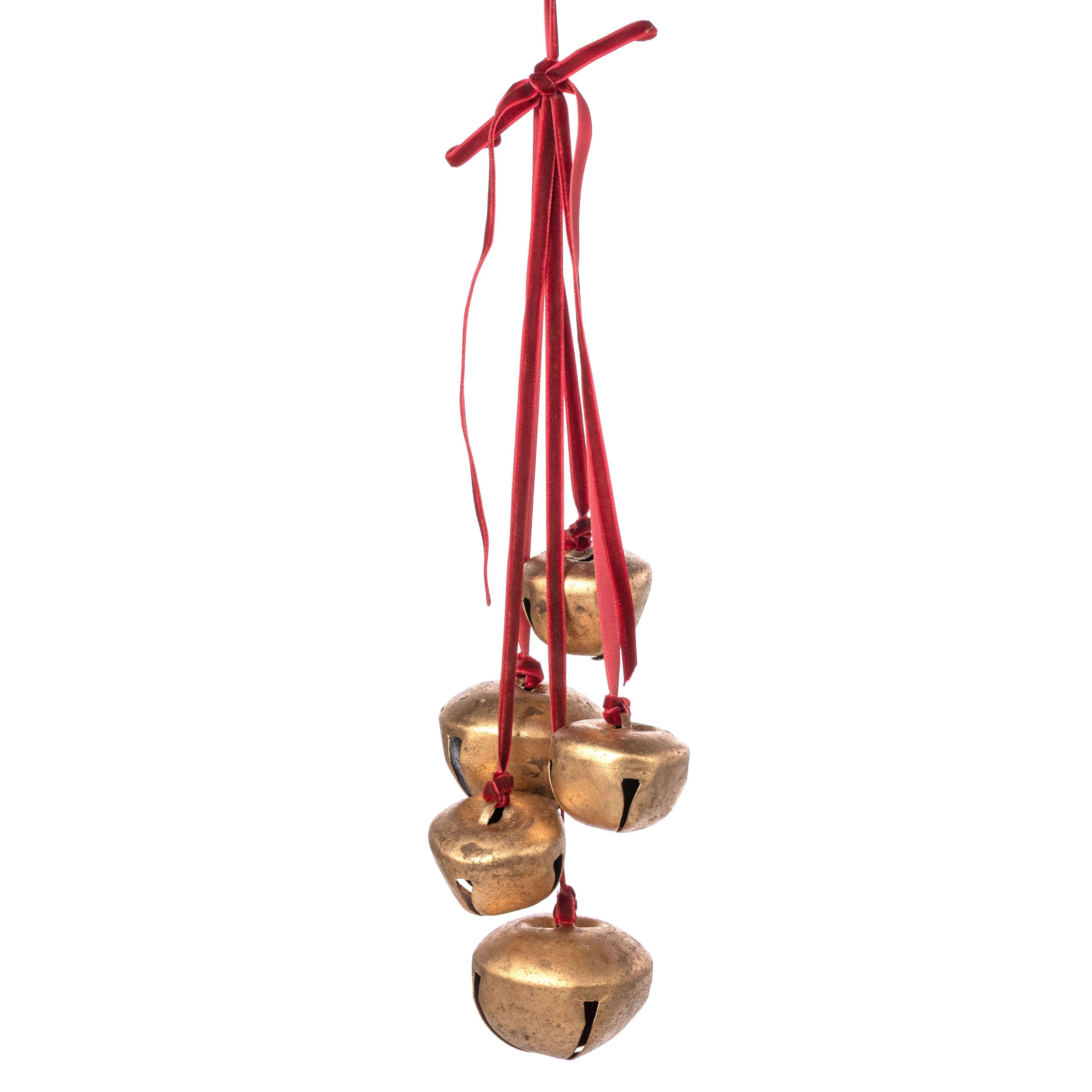 15" Hanging Sleigh Bell Cluster: Gold & Red Item Number: 571023