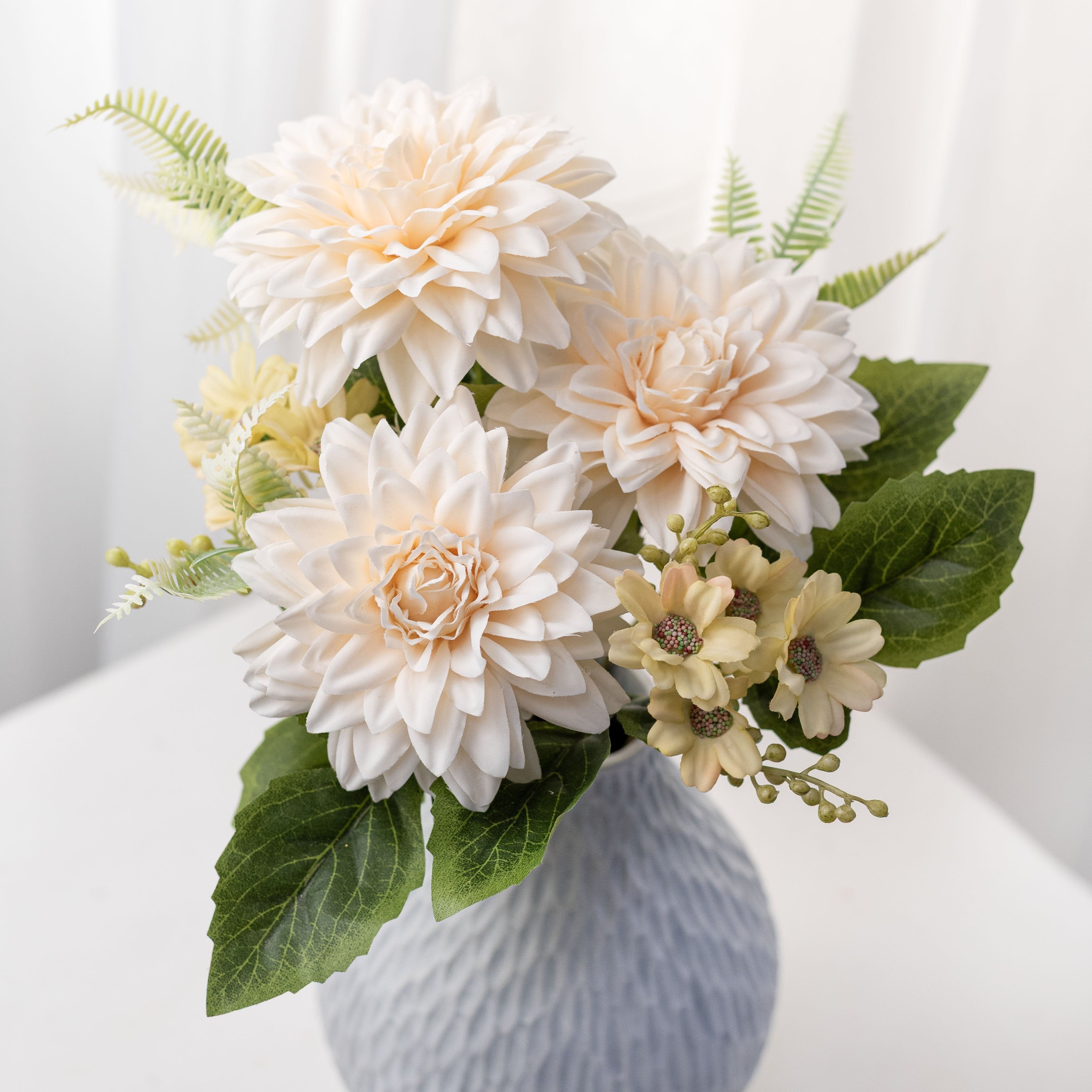 15" Mixed Dahlia Bush: Cream (5 Stem) Item Number: 57464BE