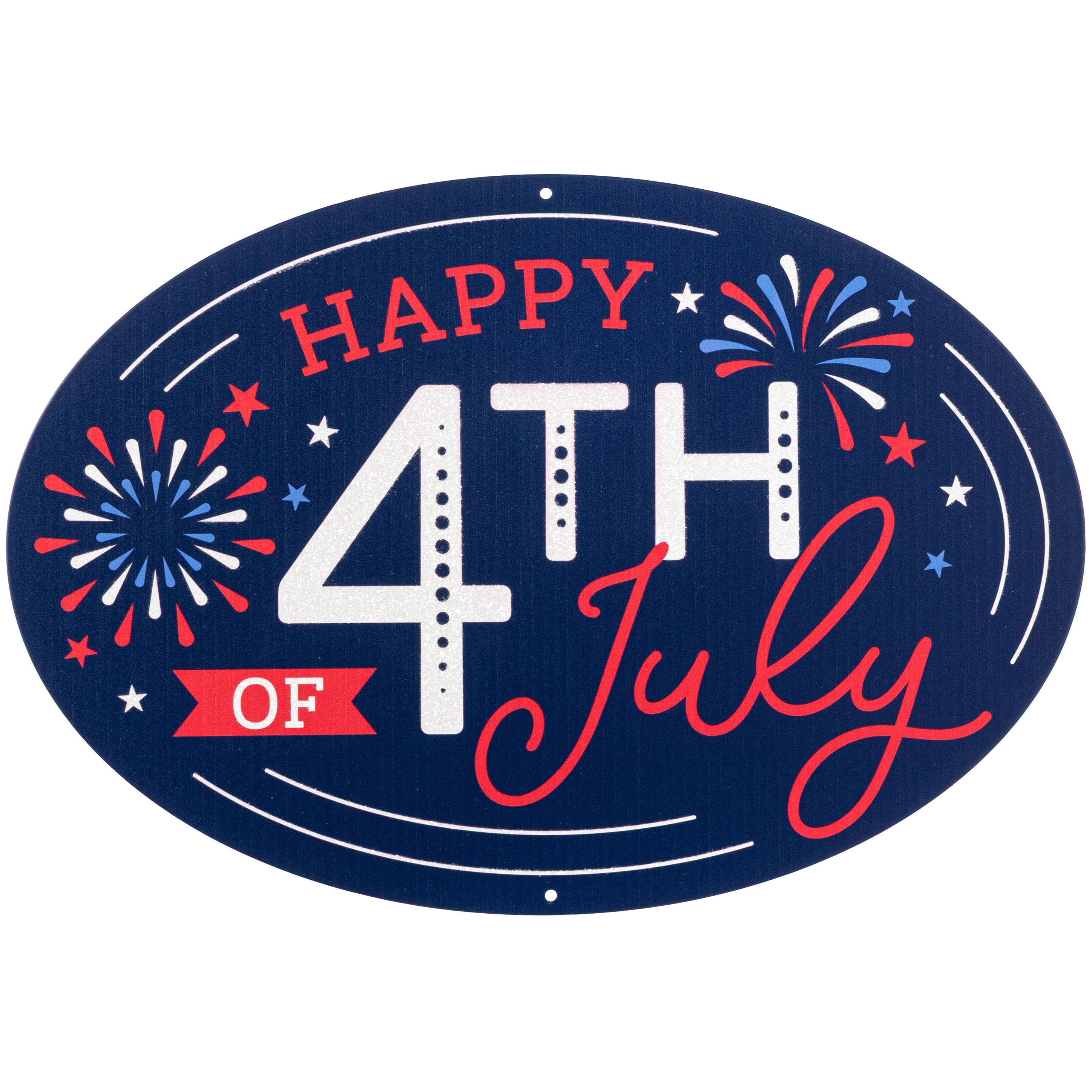 15" Oval Metal Sign: Glittered 4th of July Item Number: MD1753C9