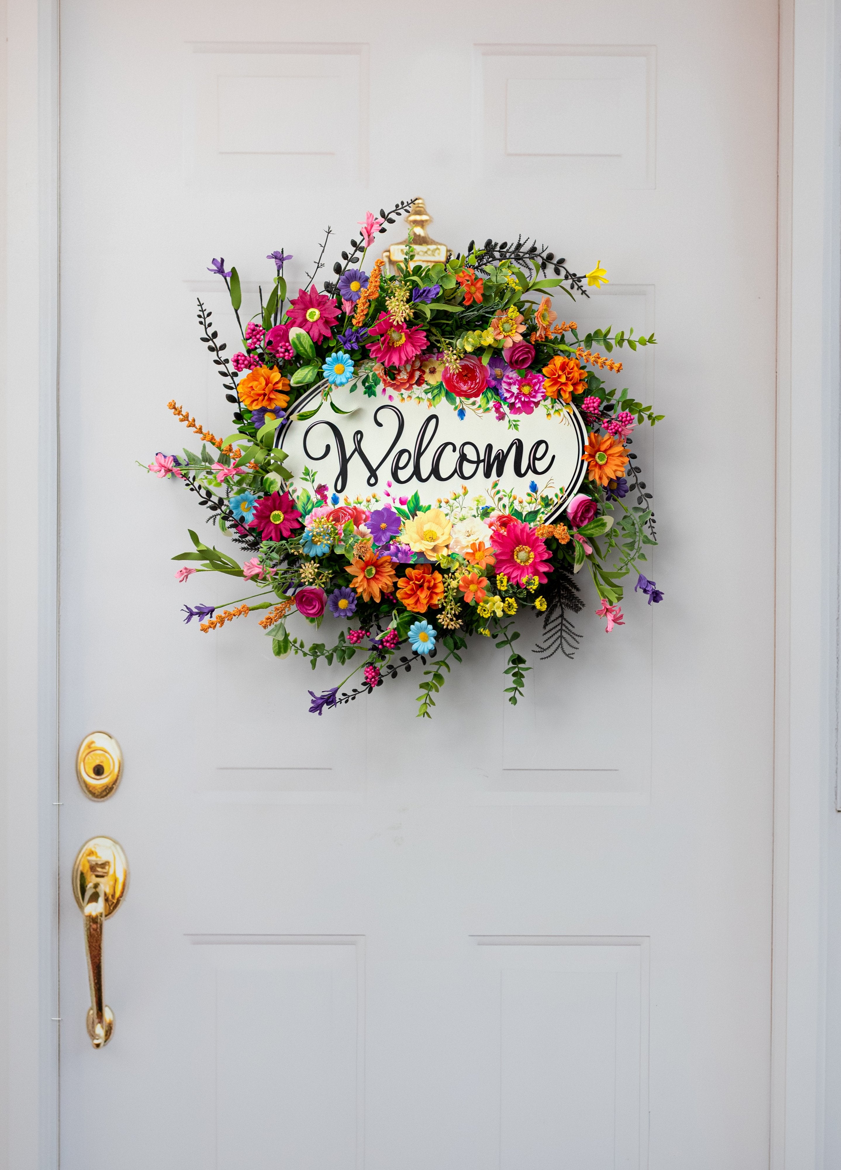 15" Oval Metal Sign: Welcome Florals detail photo 4
