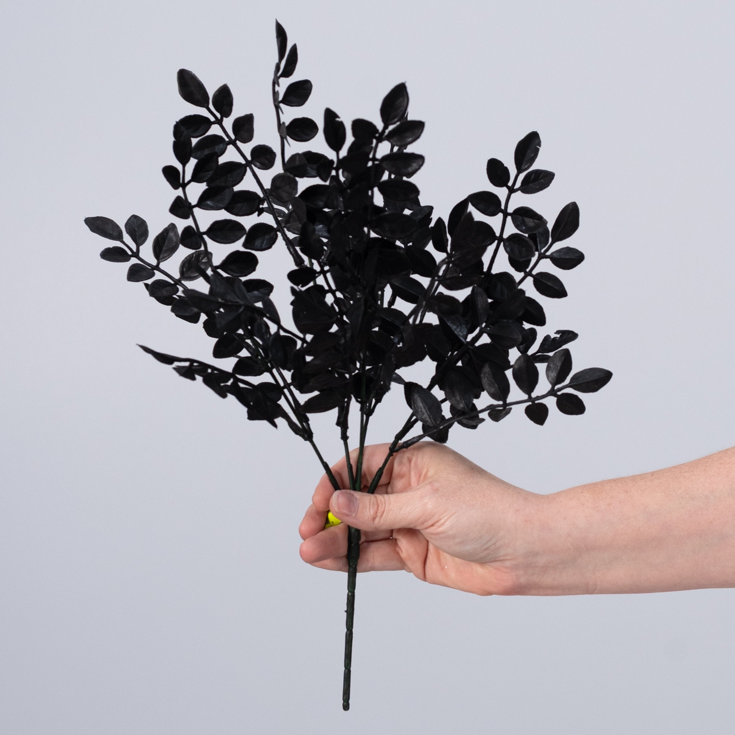 15" Plastic Wisteria Leaves Bush: Black (5 Stem) detail photo 3