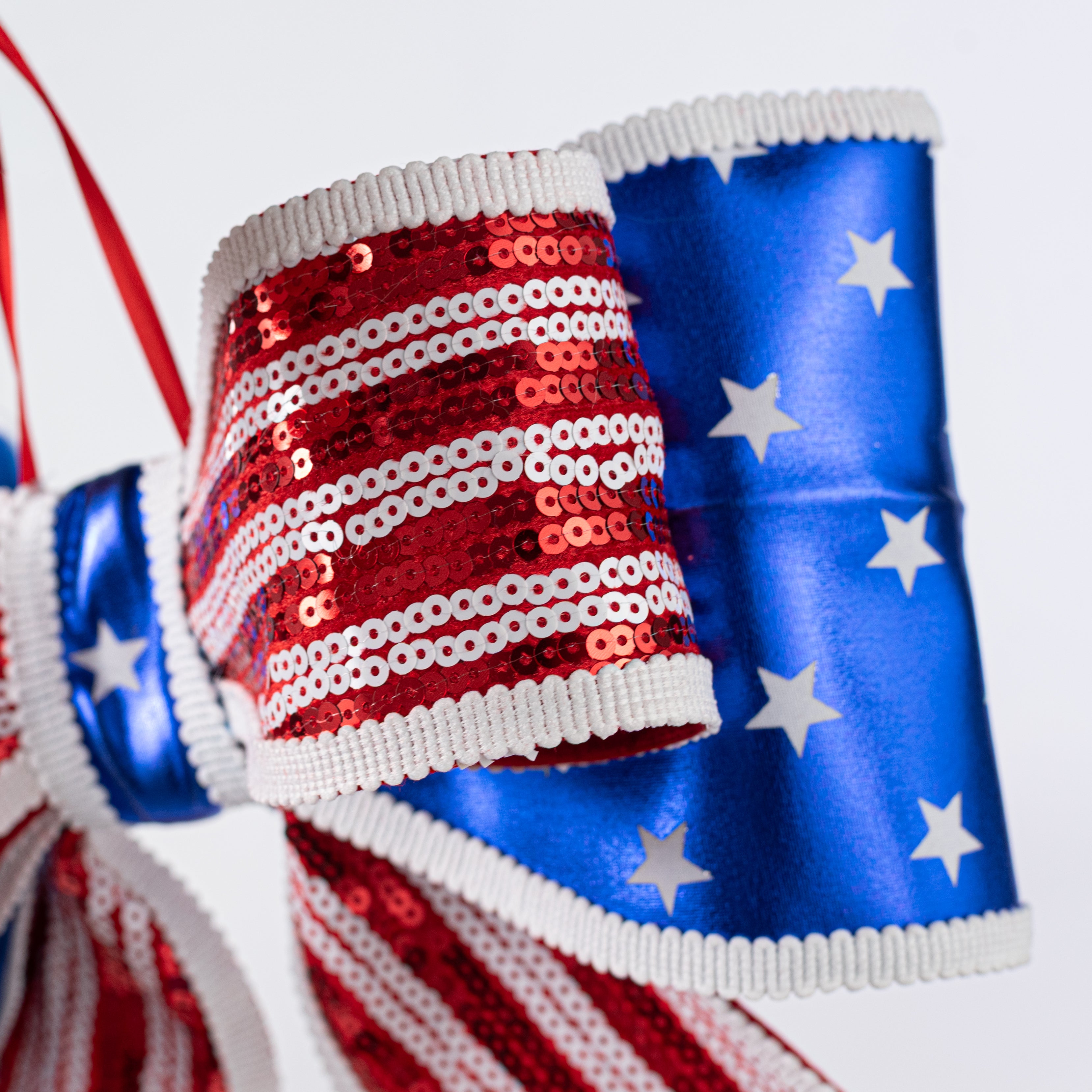 15" Sequin Stars & Stripes Bow detail photo 5