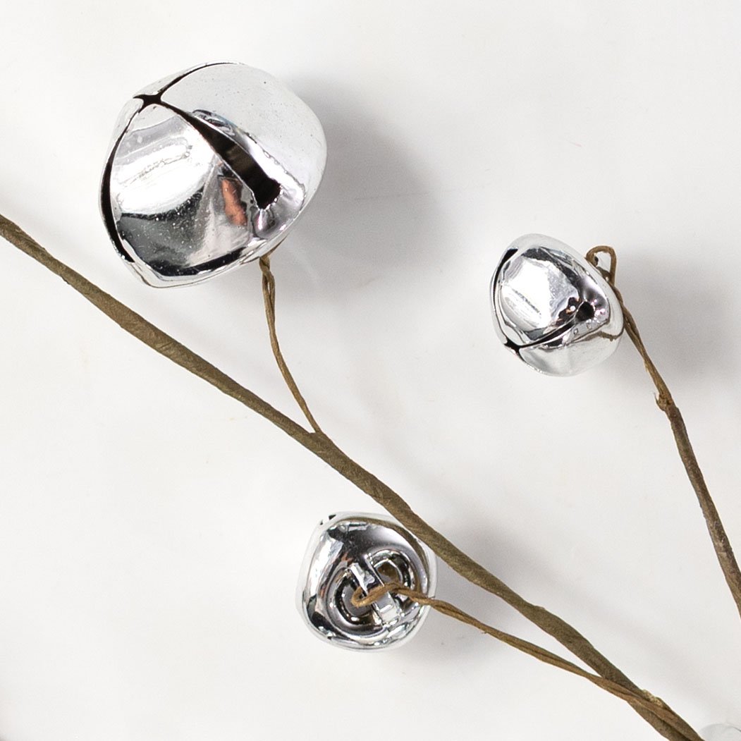 16.5" Jingle Bell Spray: Shiny Silver Lifestyle Photo