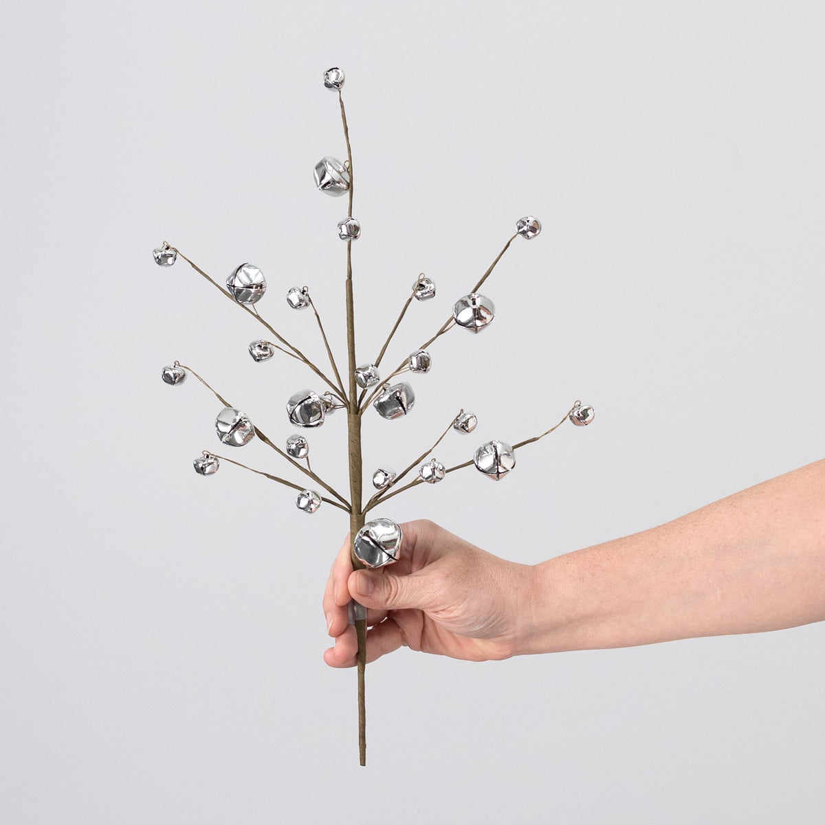 16.5" Jingle Bell Spray: Shiny Silver detail photo 3