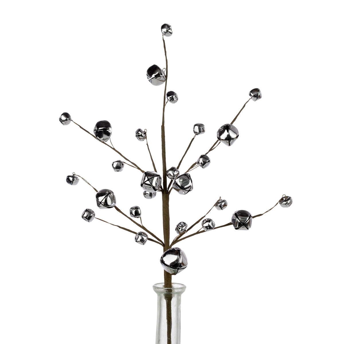 16.5" Jingle Bell Spray: Shiny Silver Item Number: XC428126