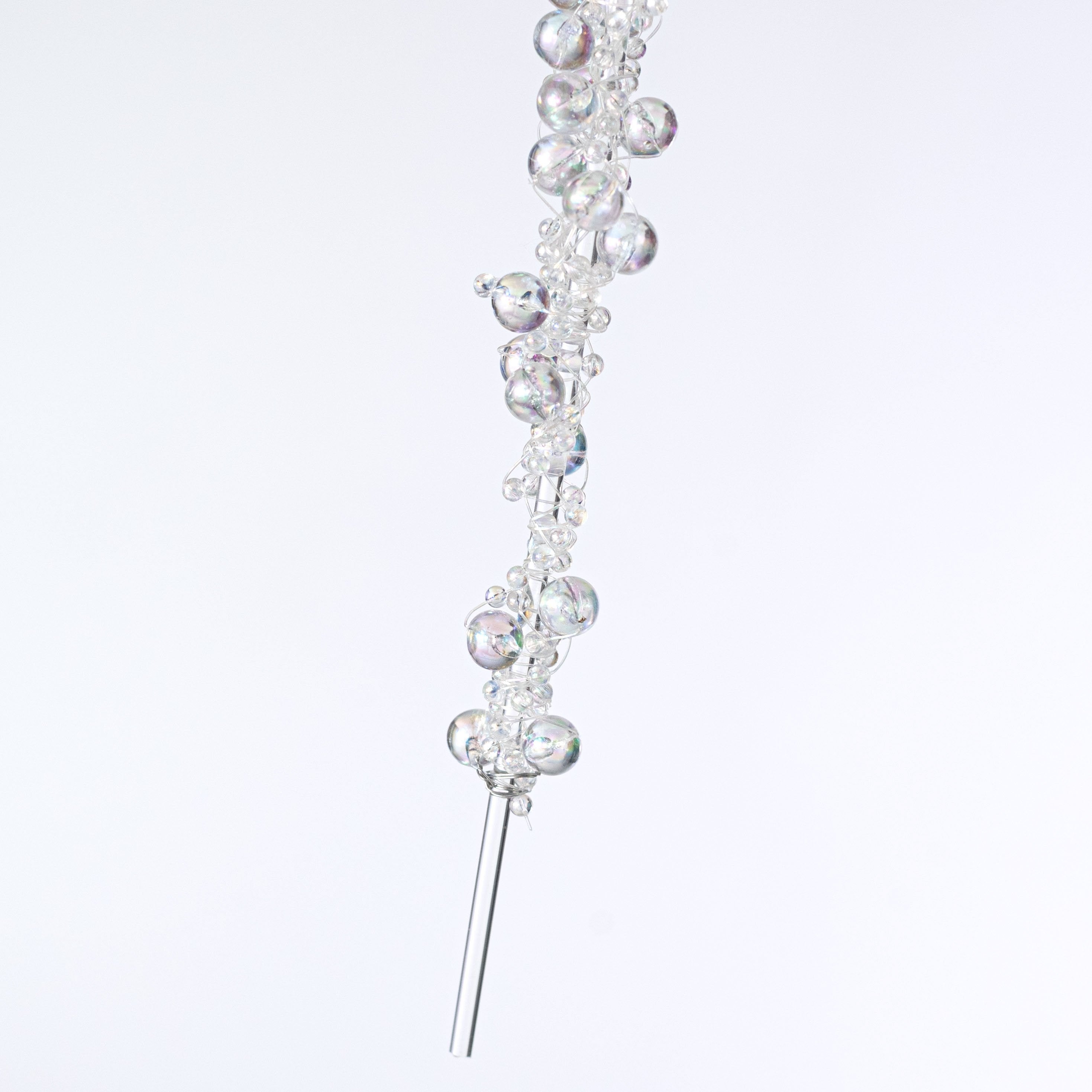 16" Beaded Icicle Ornament: Iridescent Clear detail photo 4
