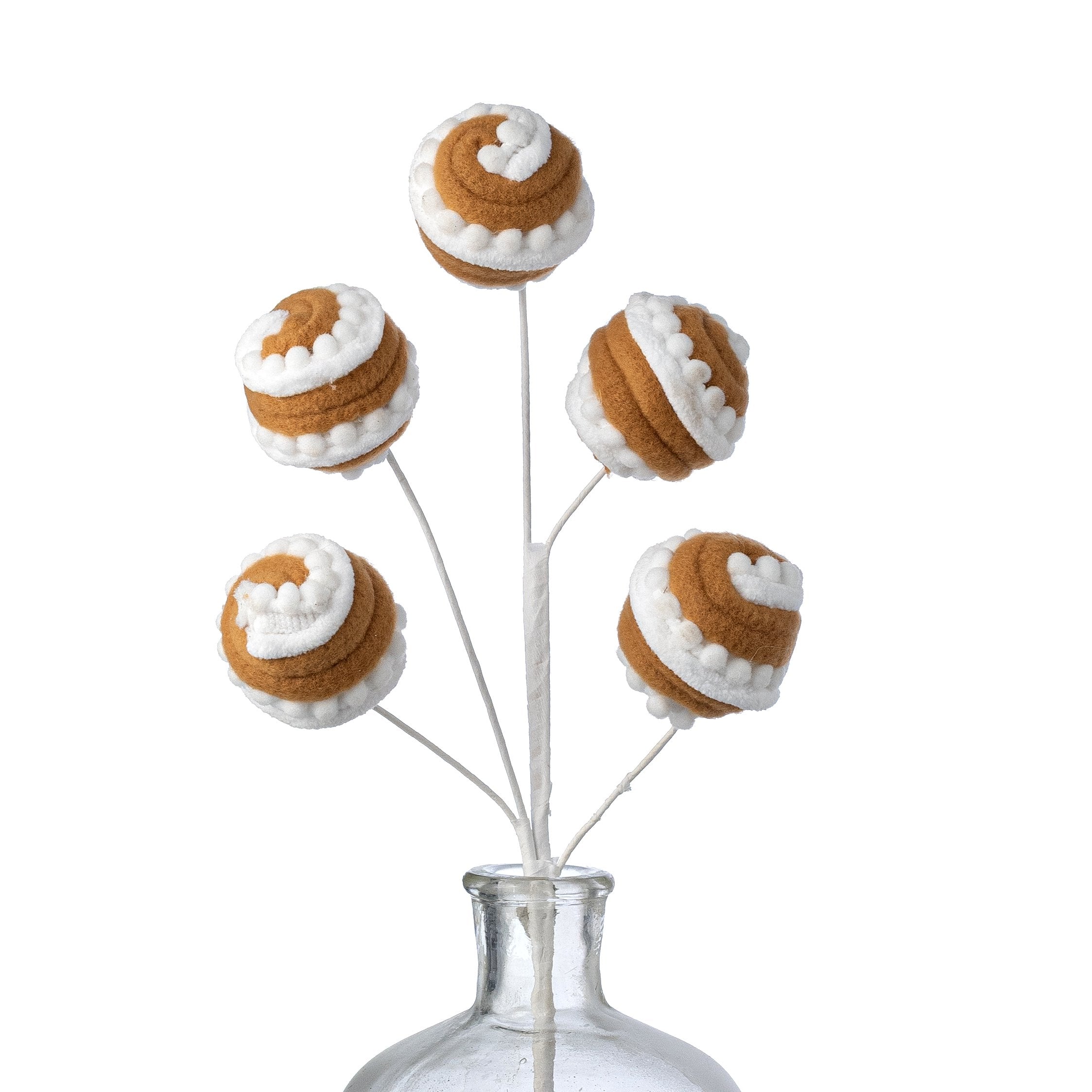 16" Chenille Pom Pom Ball Spray: White Gingerbread Item Number: 86730BNWT