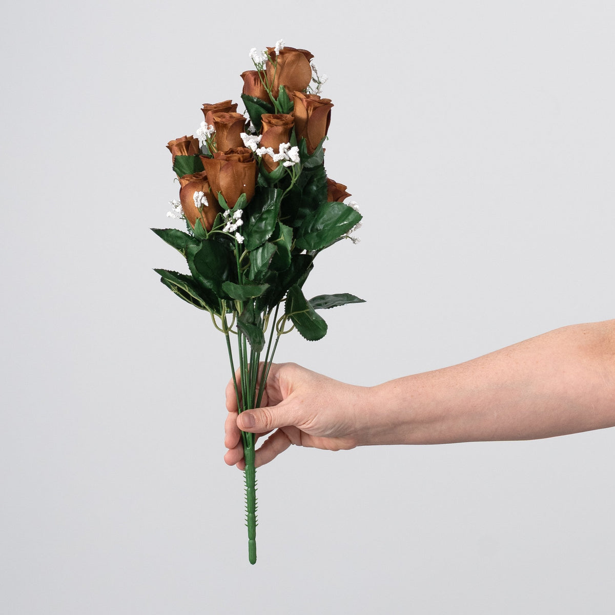 16" Colorfast Lillian Rose Bud Bush with Gypso: Espresso Brown (14 Stem) detail photo 3