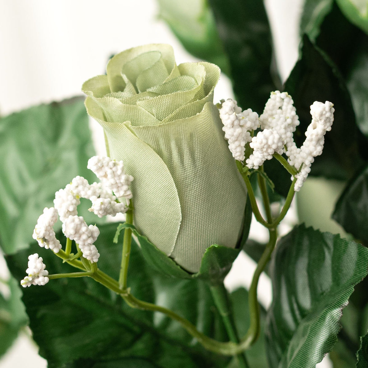 16" Colorfast Lillian Rose Bud Bush with Gypso: Sage Green Lifestyle Photo