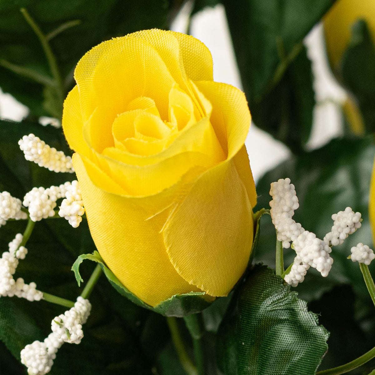 16" Colorfast Lillian Rose Bud Bush with Gypso: Yellow Lifestyle Photo