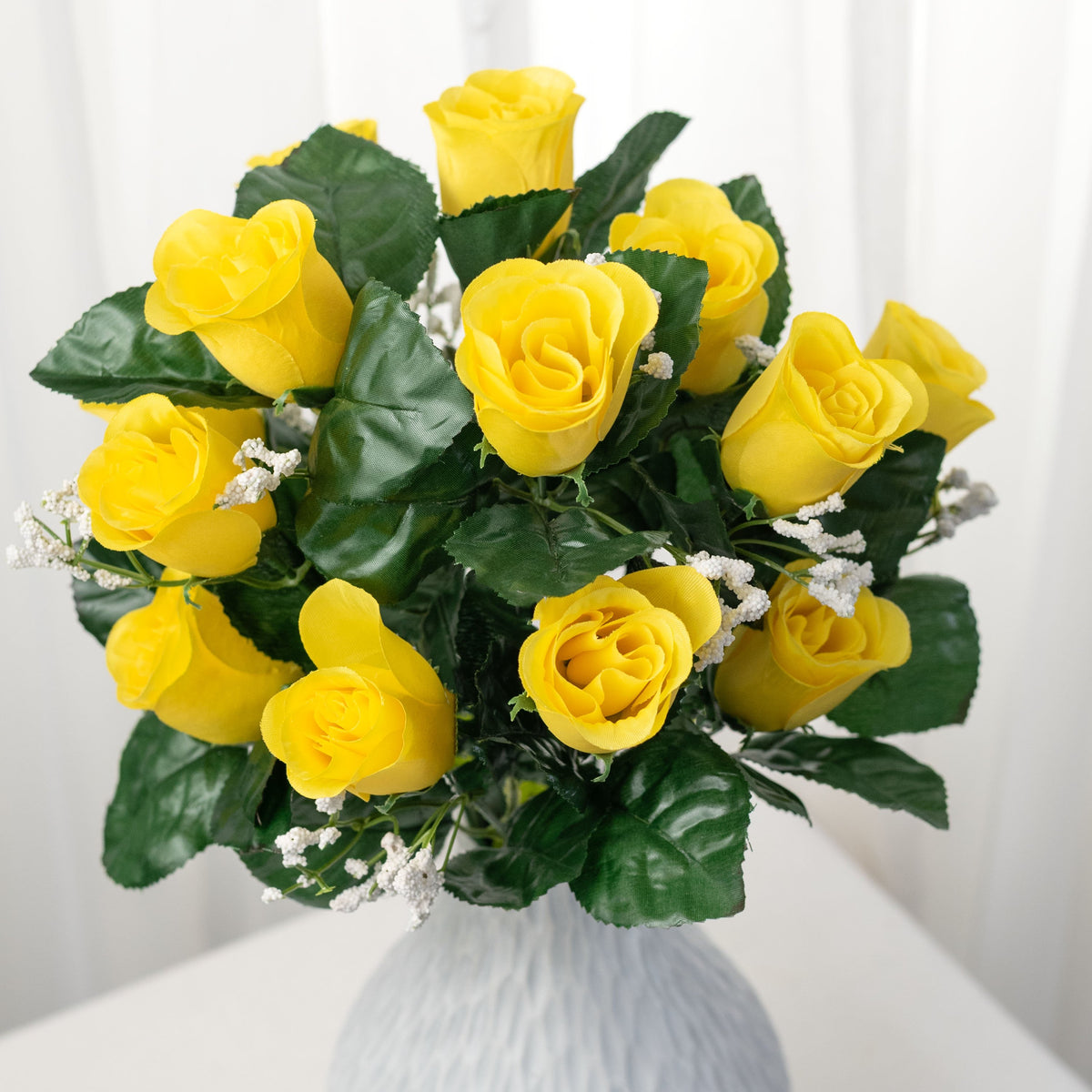 16" Colorfast Lillian Rose Bud Bush with Gypso: Yellow Item Number: 30308YW