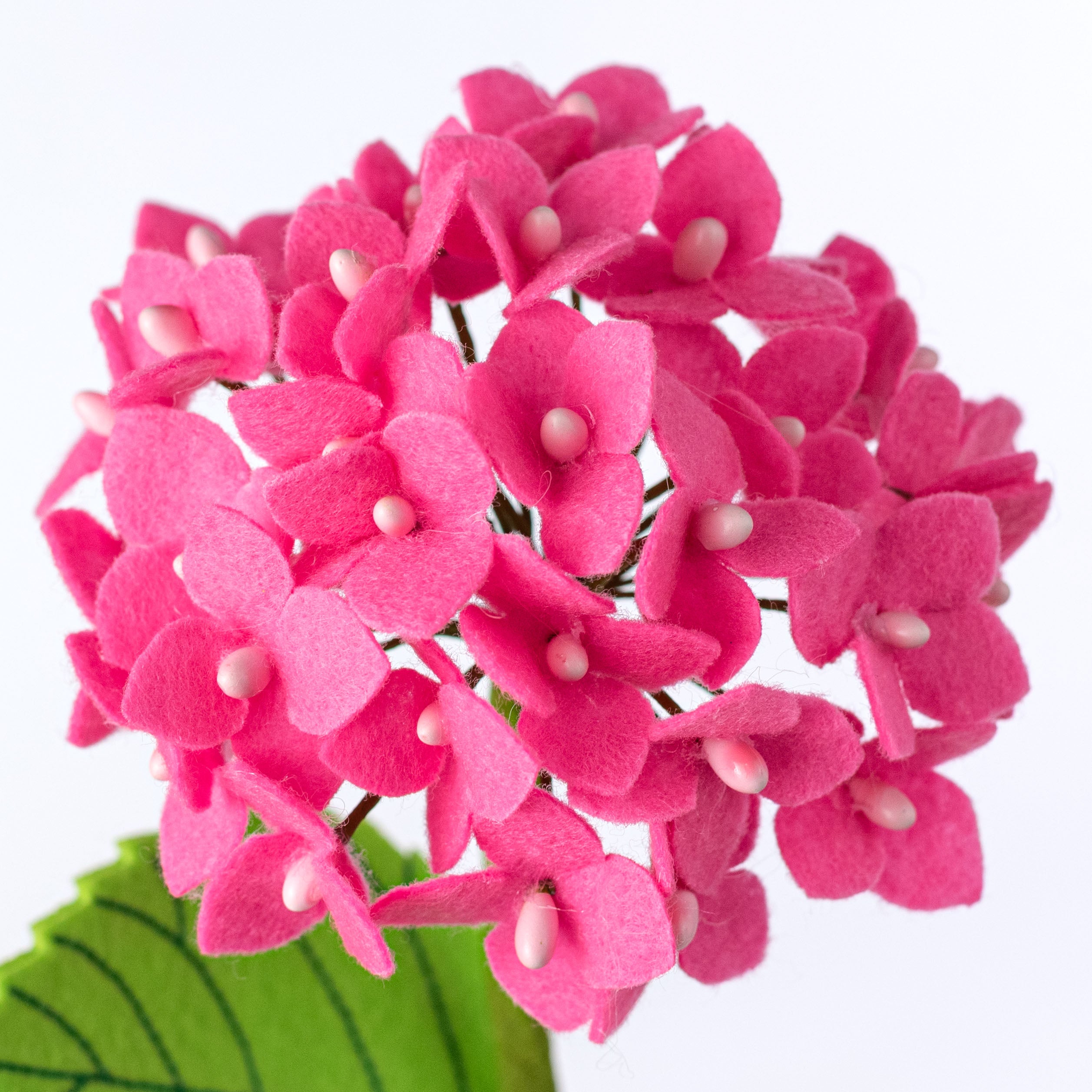 16" Felt Hydrangea Flower Stem: Hot Pink Lifestyle Photo