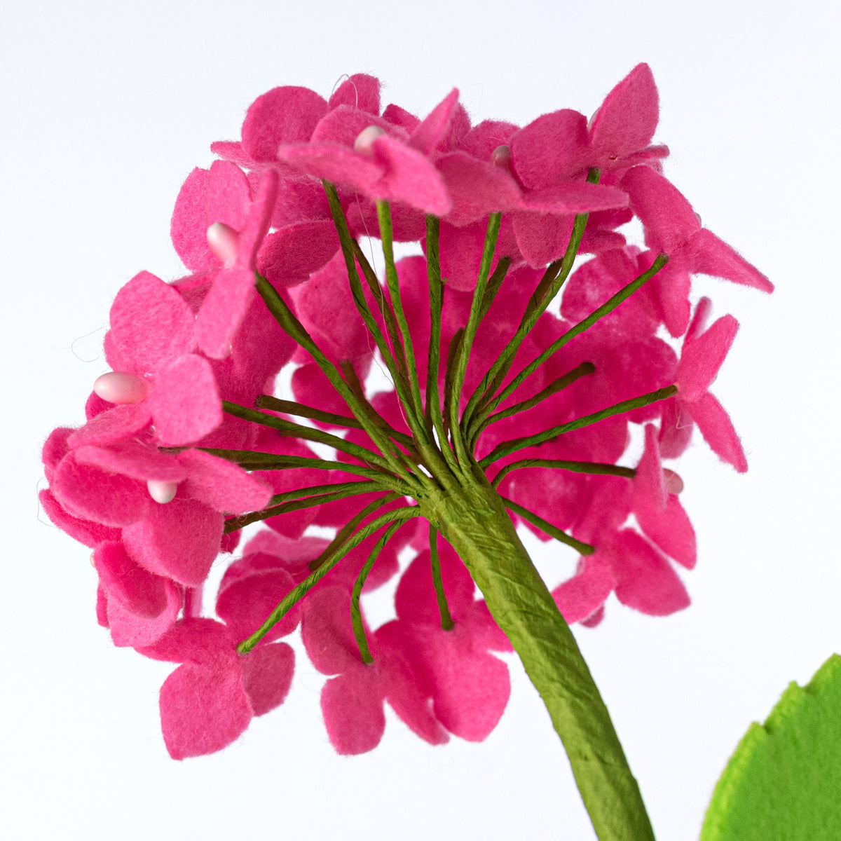 16" Felt Hydrangea Flower Stem: Hot Pink detail photo 4