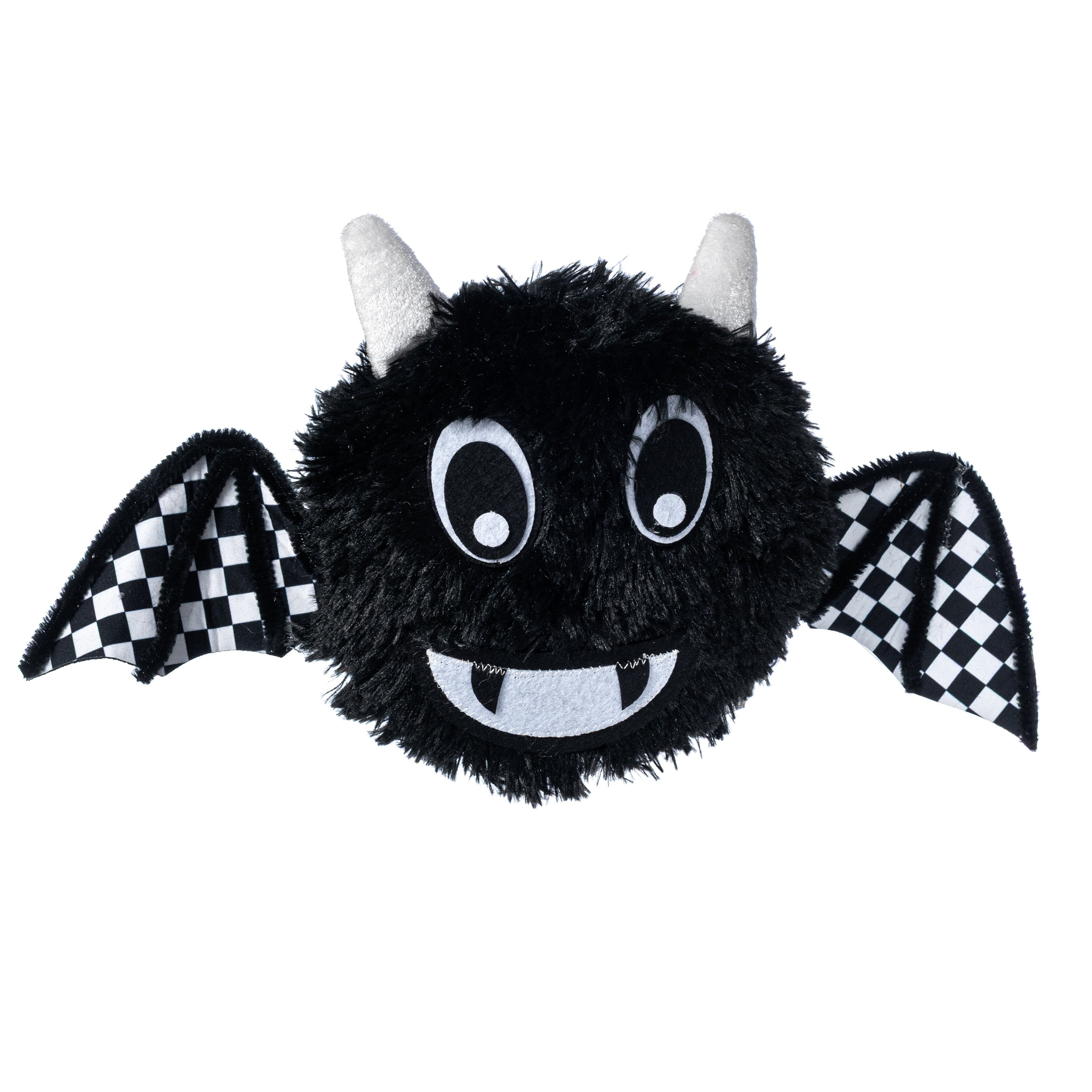 16" Fuzzy Bat Wreath Enhancement: Black & White Check Item Number: HH409458