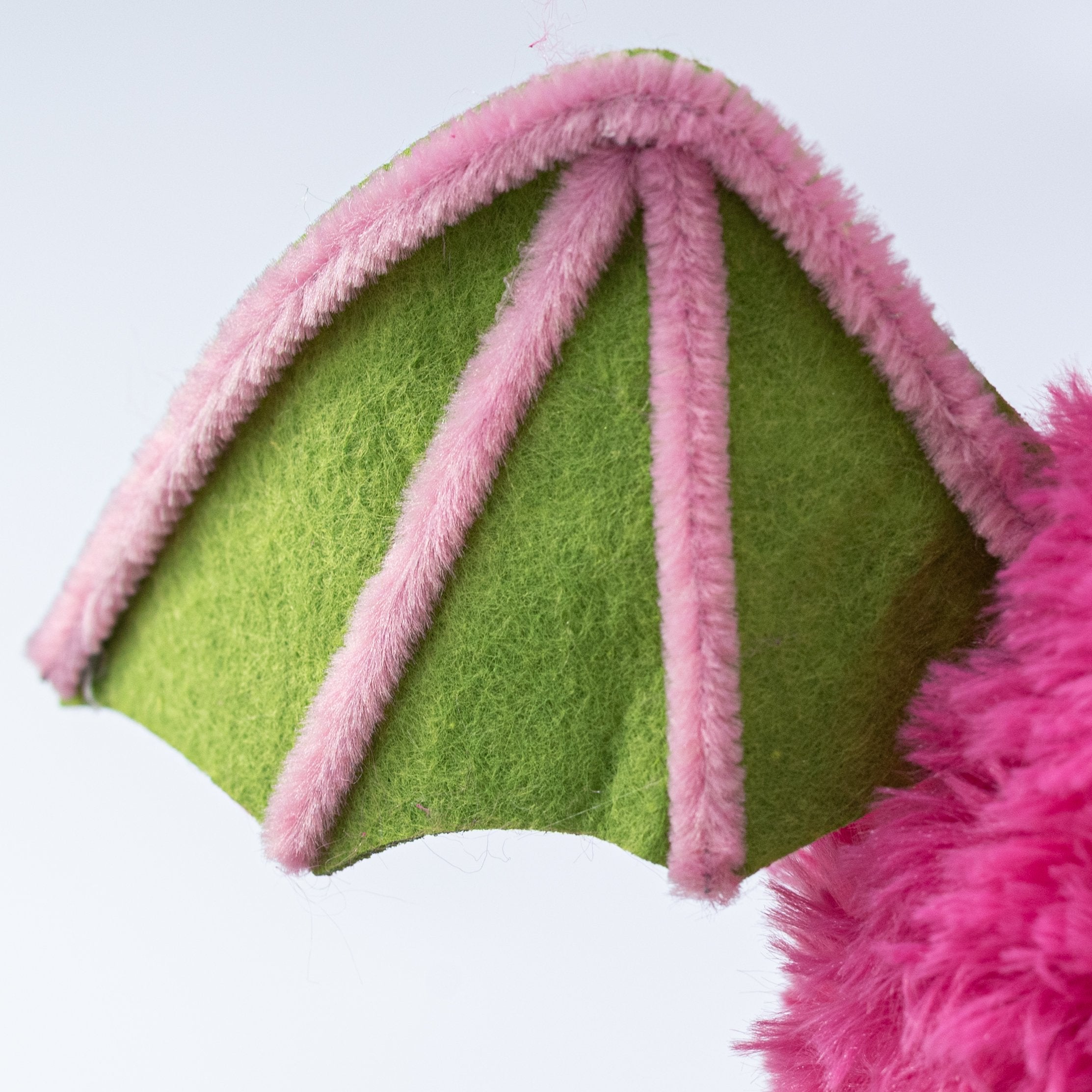 16" Fuzzy Bat Wreath Enhancement: Hot Pink & Green detail photo 3