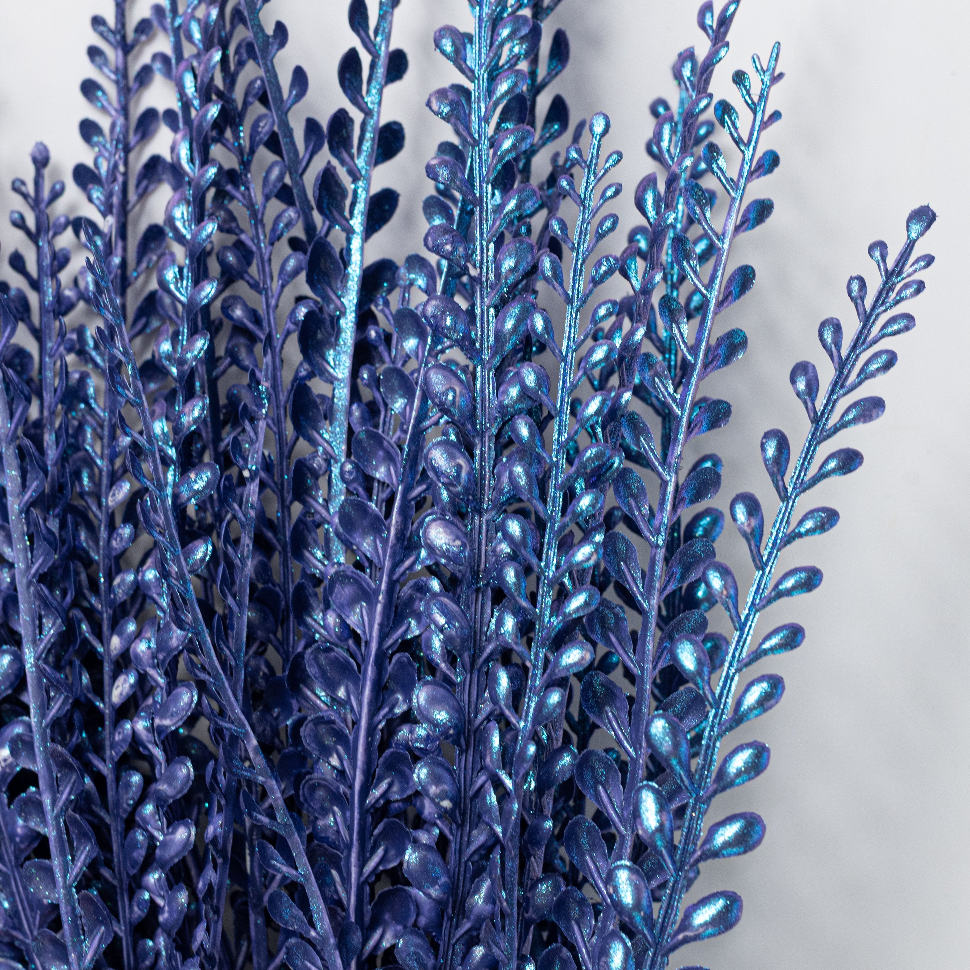16" Plastic Leaf Button Fern Bush: Iridescent Purple (5 Stem) Lifestyle Photo