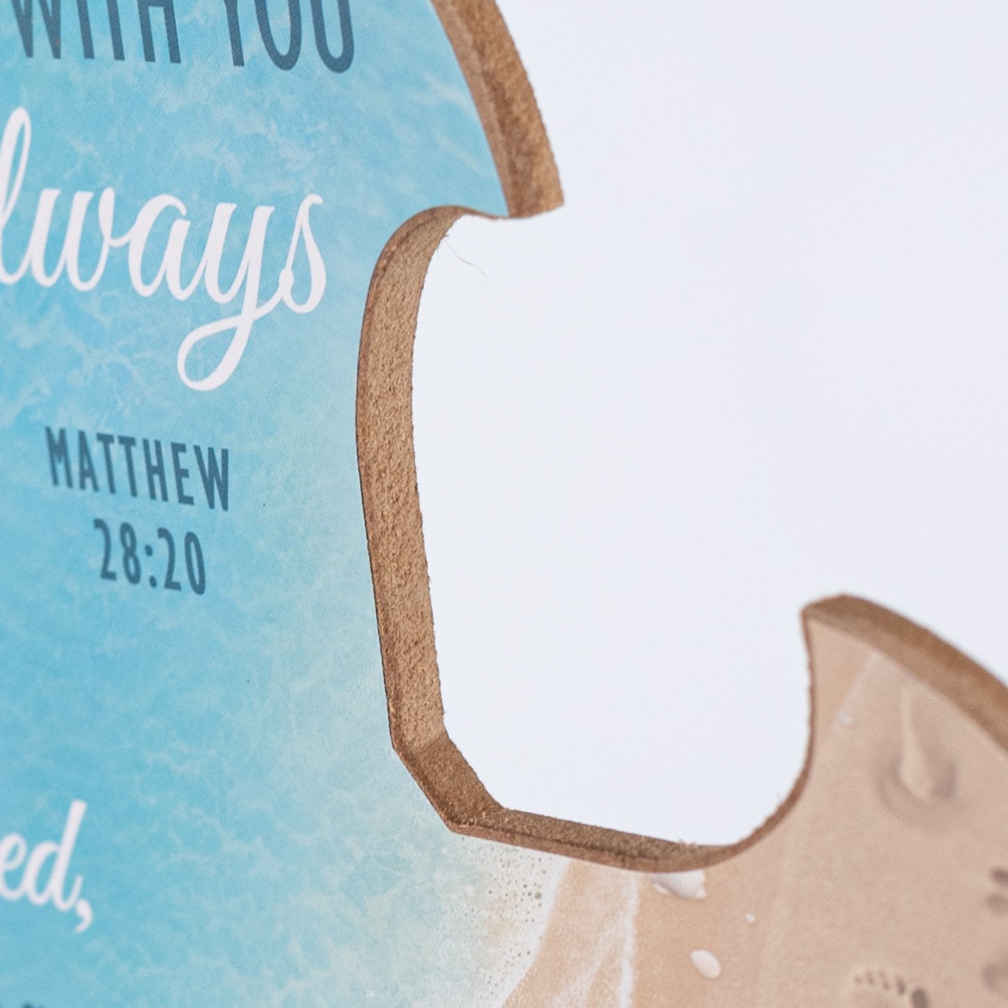 16" Wooden Cross Sign: With You Always Beach detail photo 3