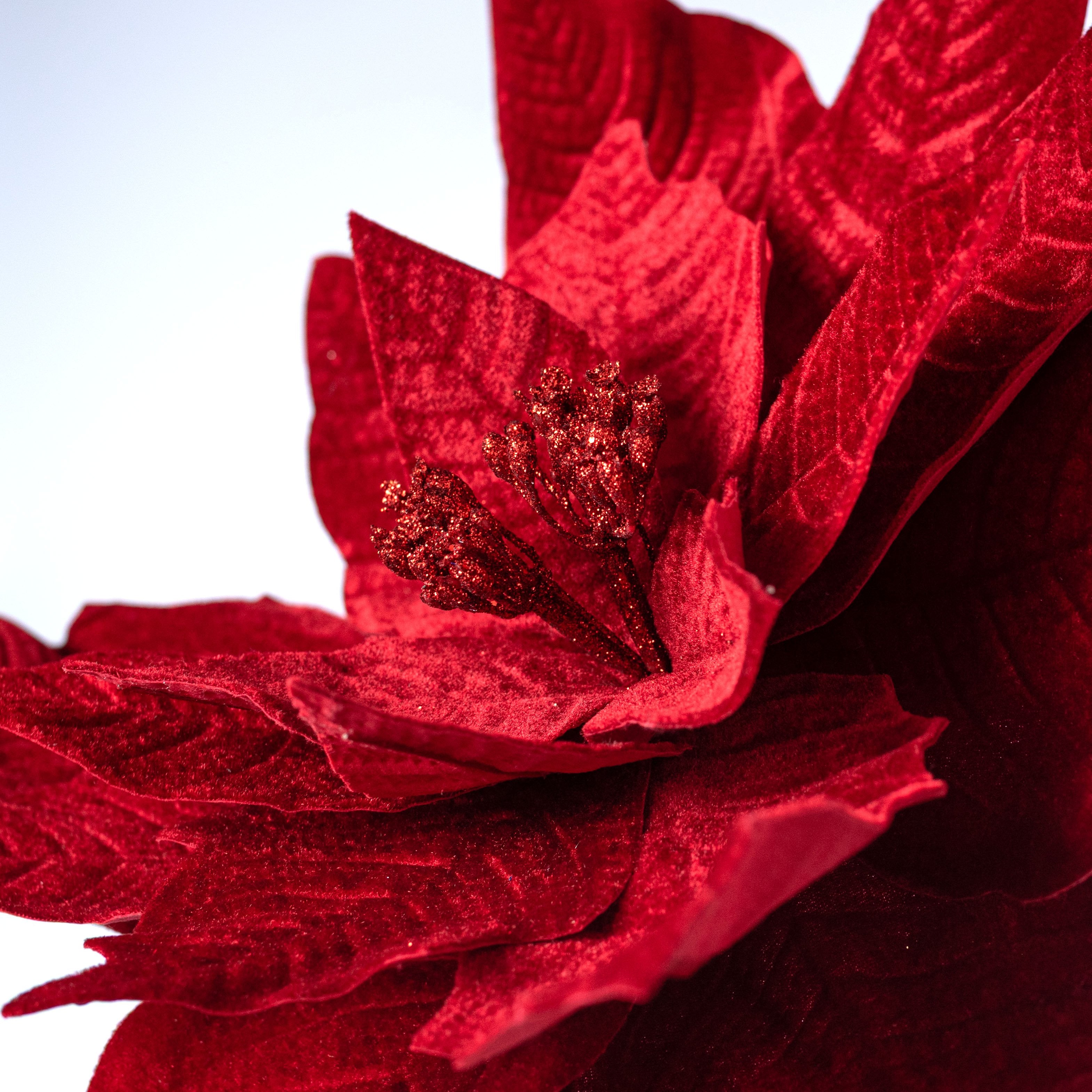 17" x 20" Jumbo Poinsettia Stem: Holiday Red detail photo 4