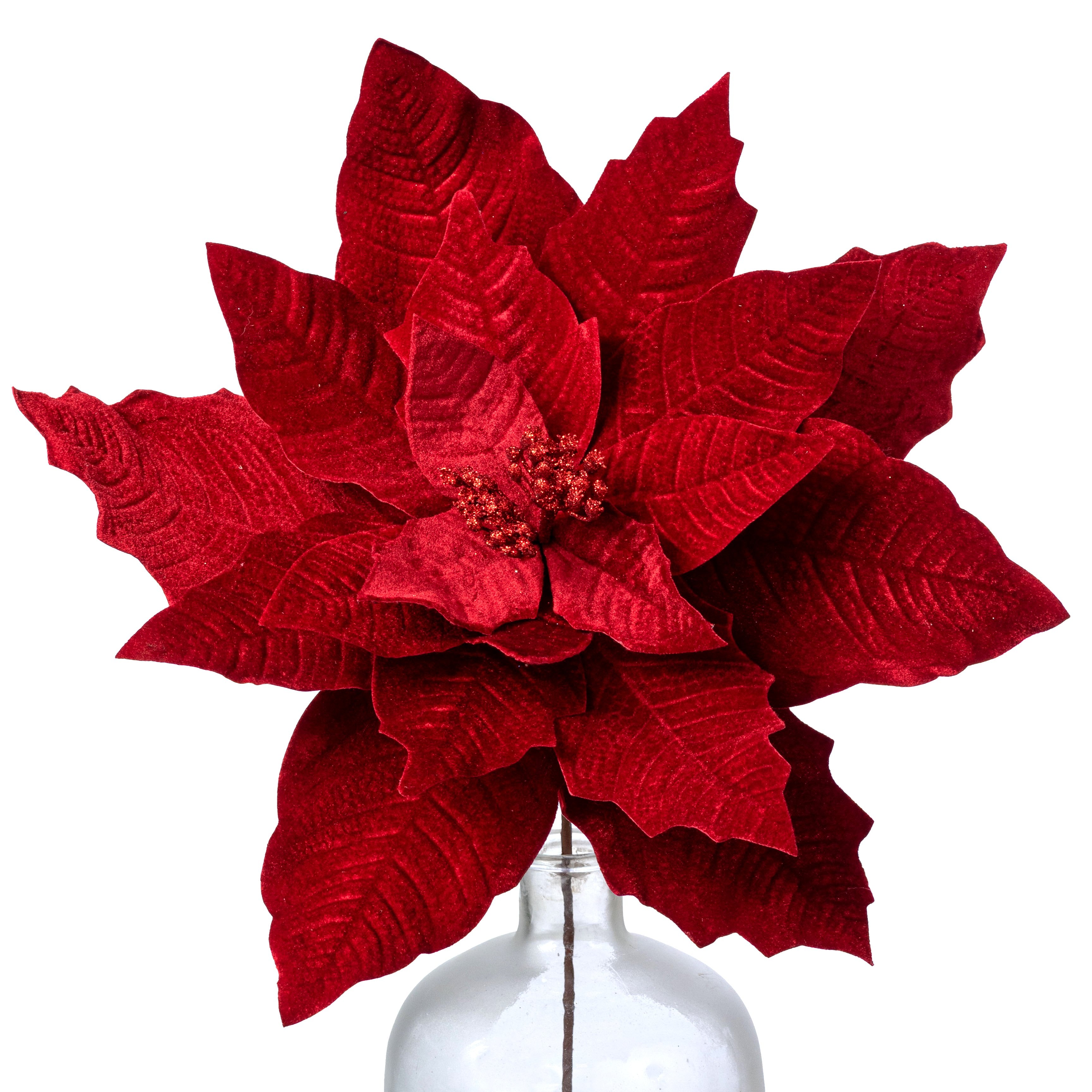17" x 20" Jumbo Poinsettia Stem: Holiday Red Item Number: 86870RD
