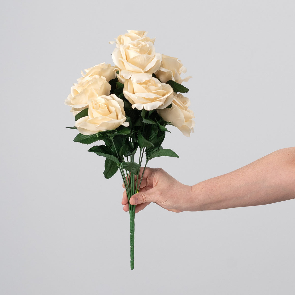 17" Colorfast Lillian Open Rose Bush: Ivory detail photo 3