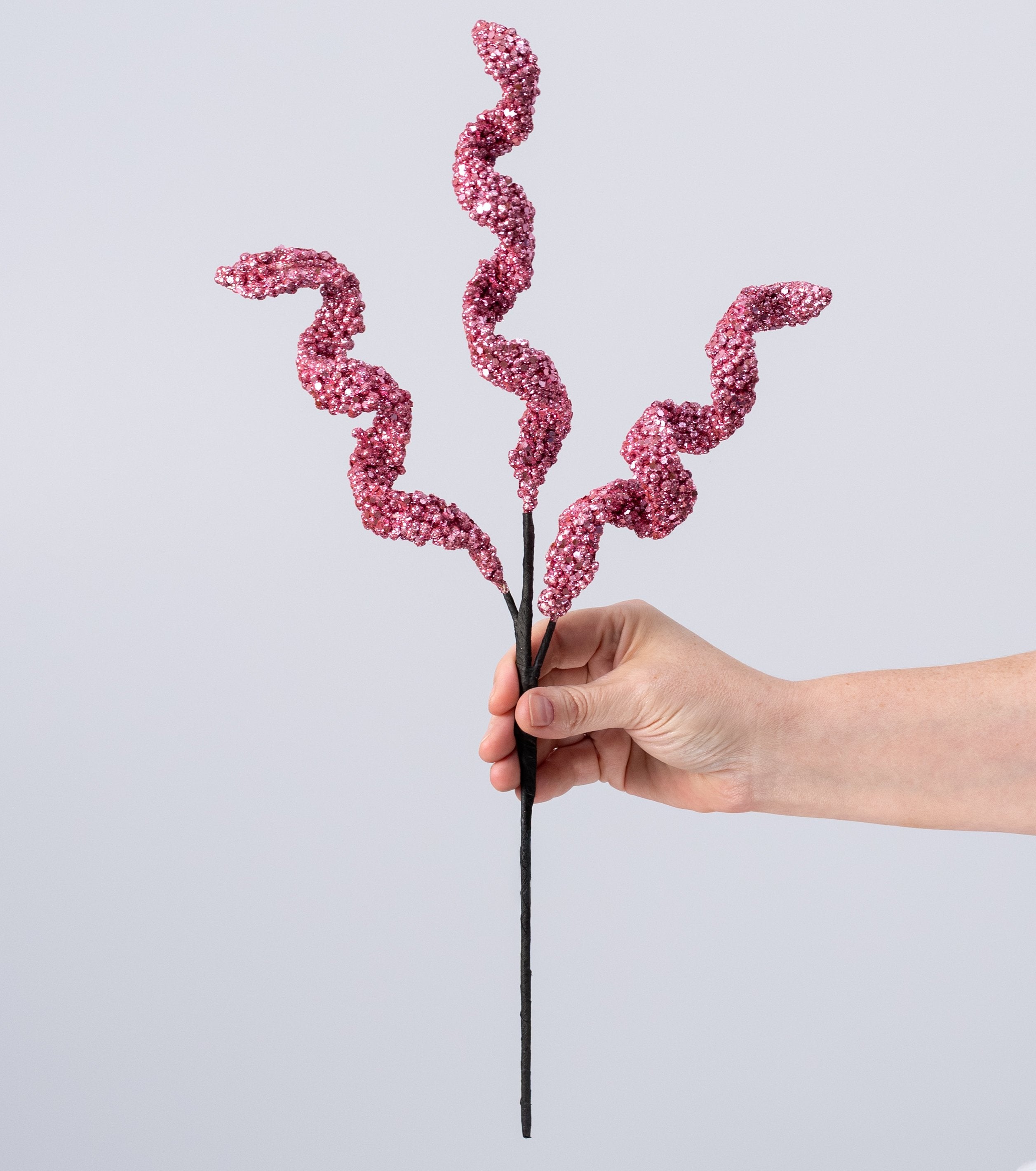 18" Beaded Glitter Curly Pick: Pink detail photo 3
