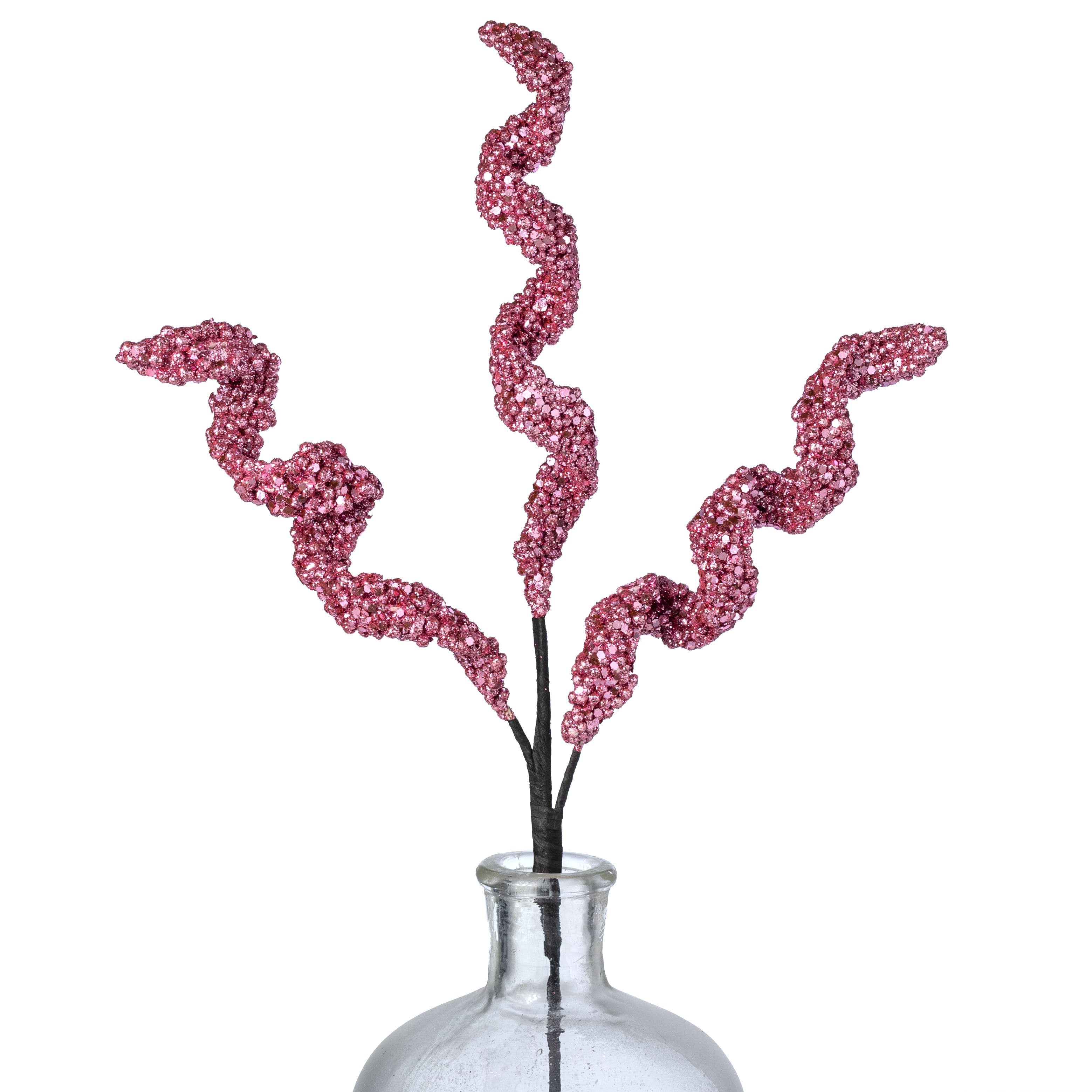 18" Beaded Glitter Curly Pick: Pink Item Number: 57422PK