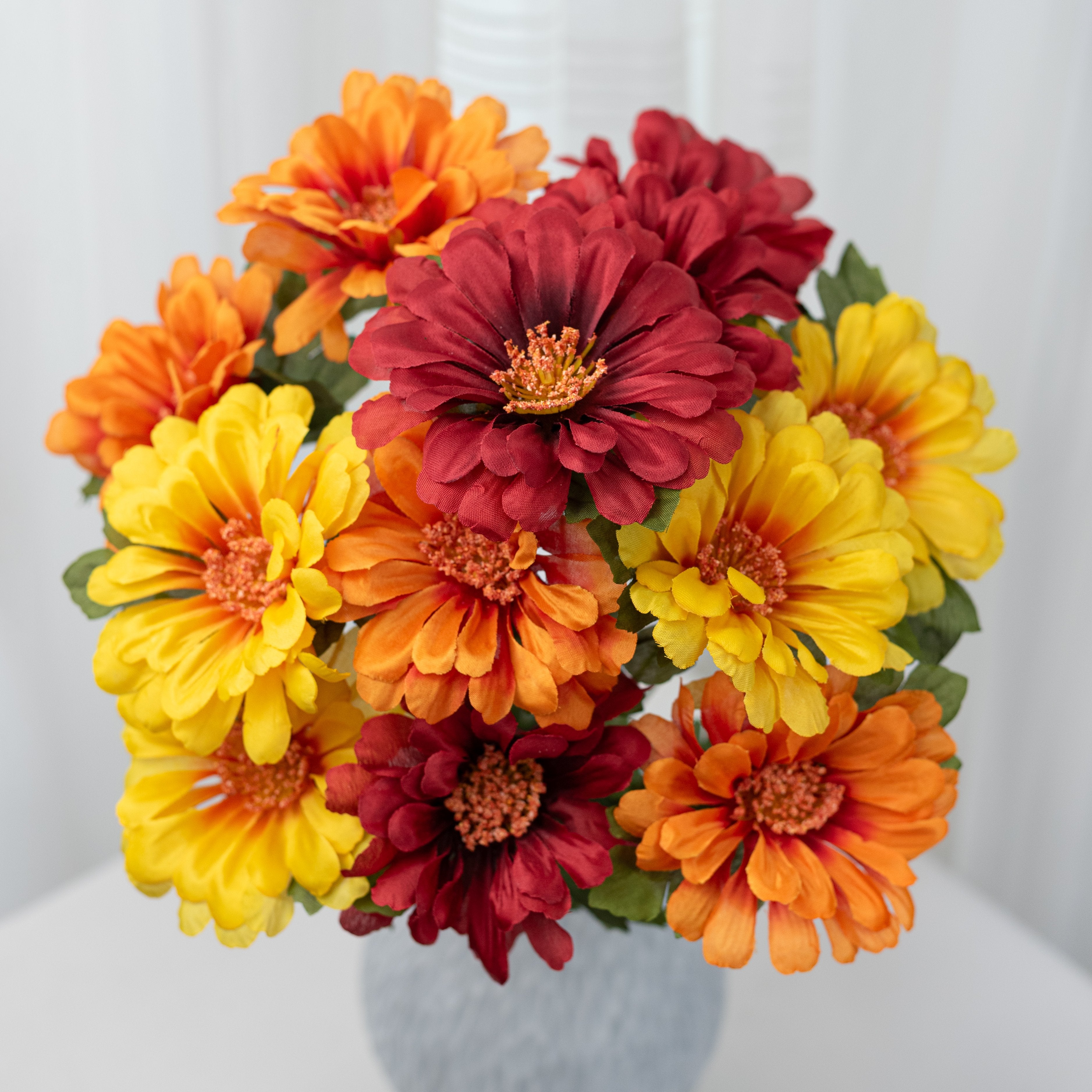 18" Gerbera Daisy Bush: Yellow, Orange & Red (12 Stem) Item Number: 57349YWORRD