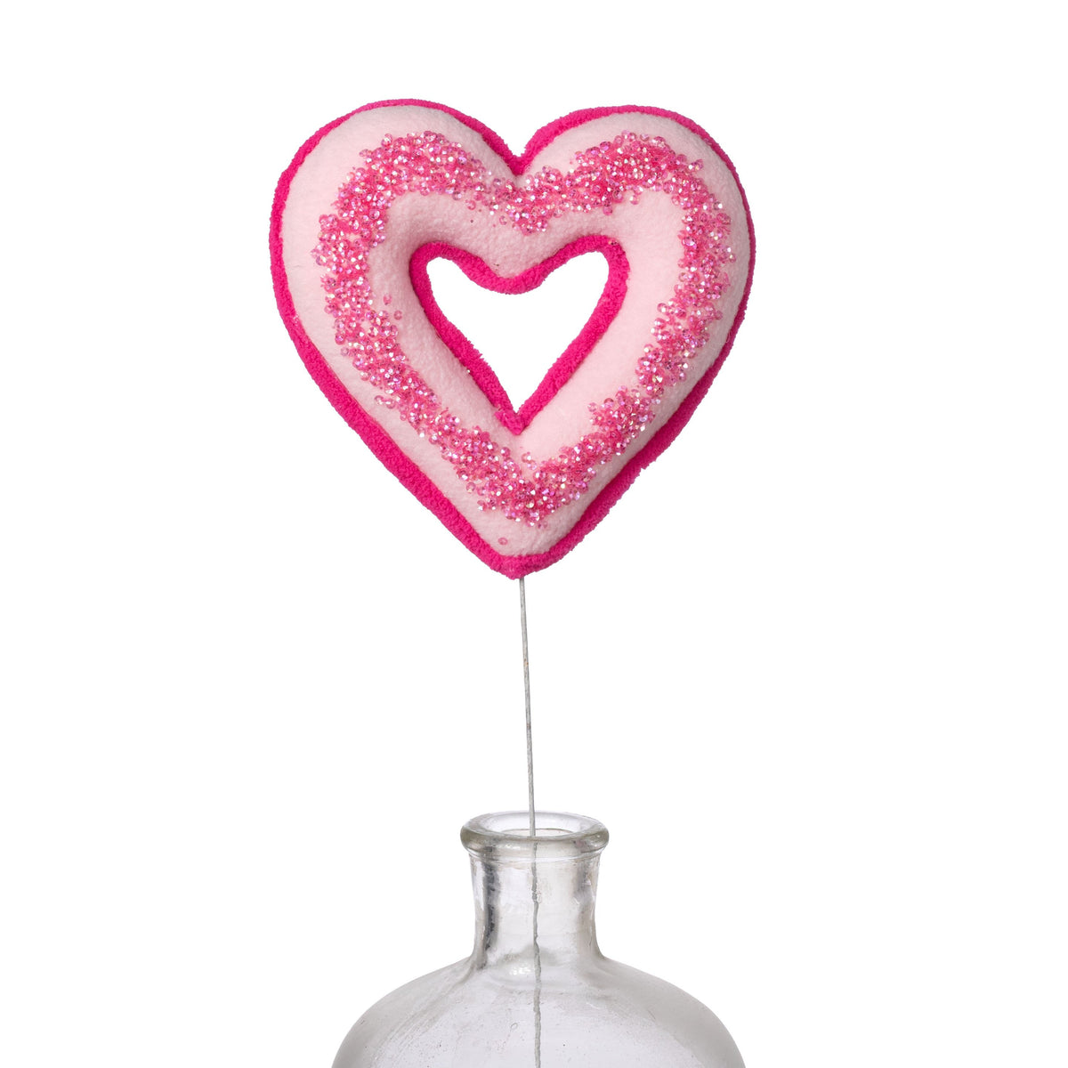 6" x 18" Glitter Heart Donut Pick: Pink Item Number: 64081PK
