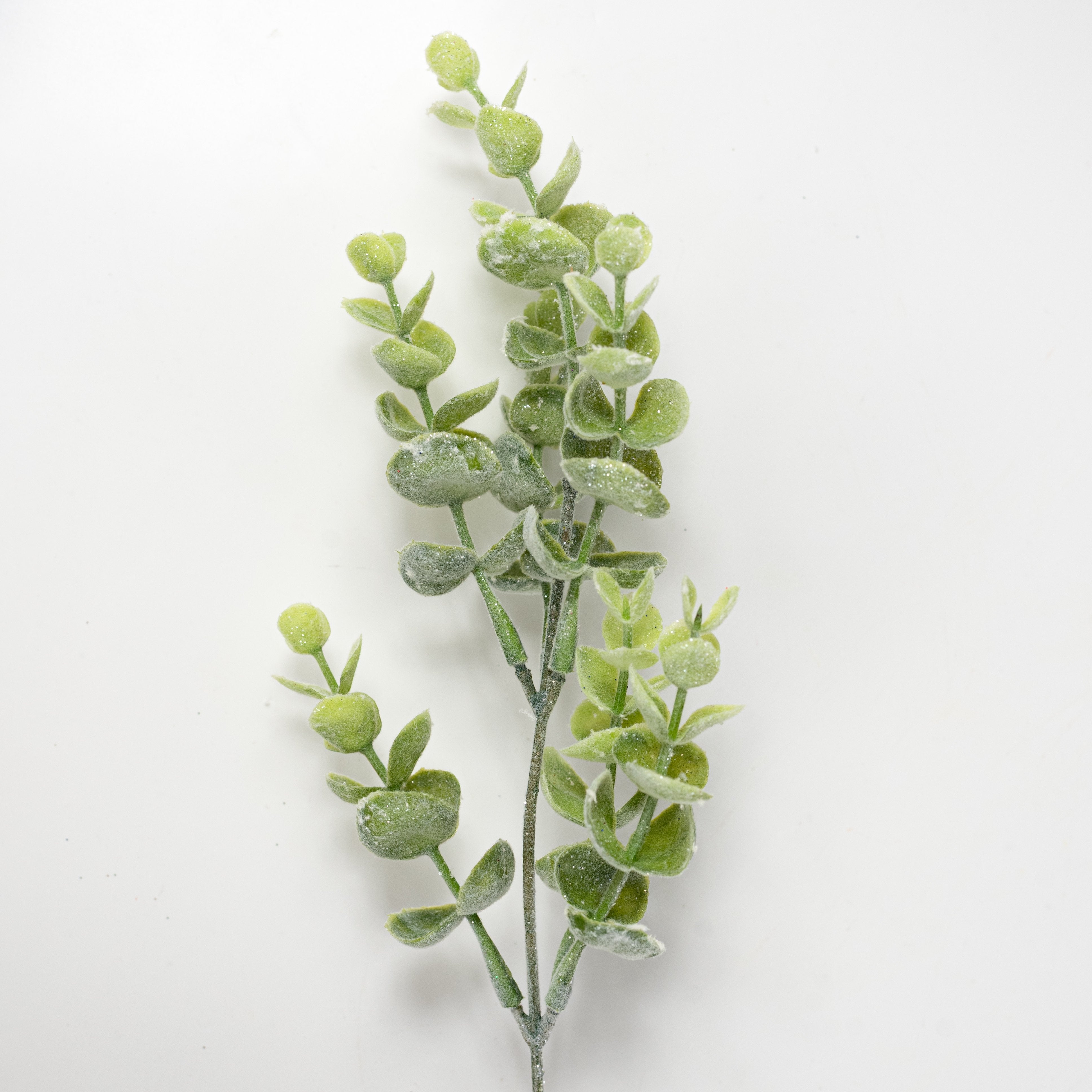 18" Plastic Eucalyptus Bush: Frosted (5 Stem) detail photo 4