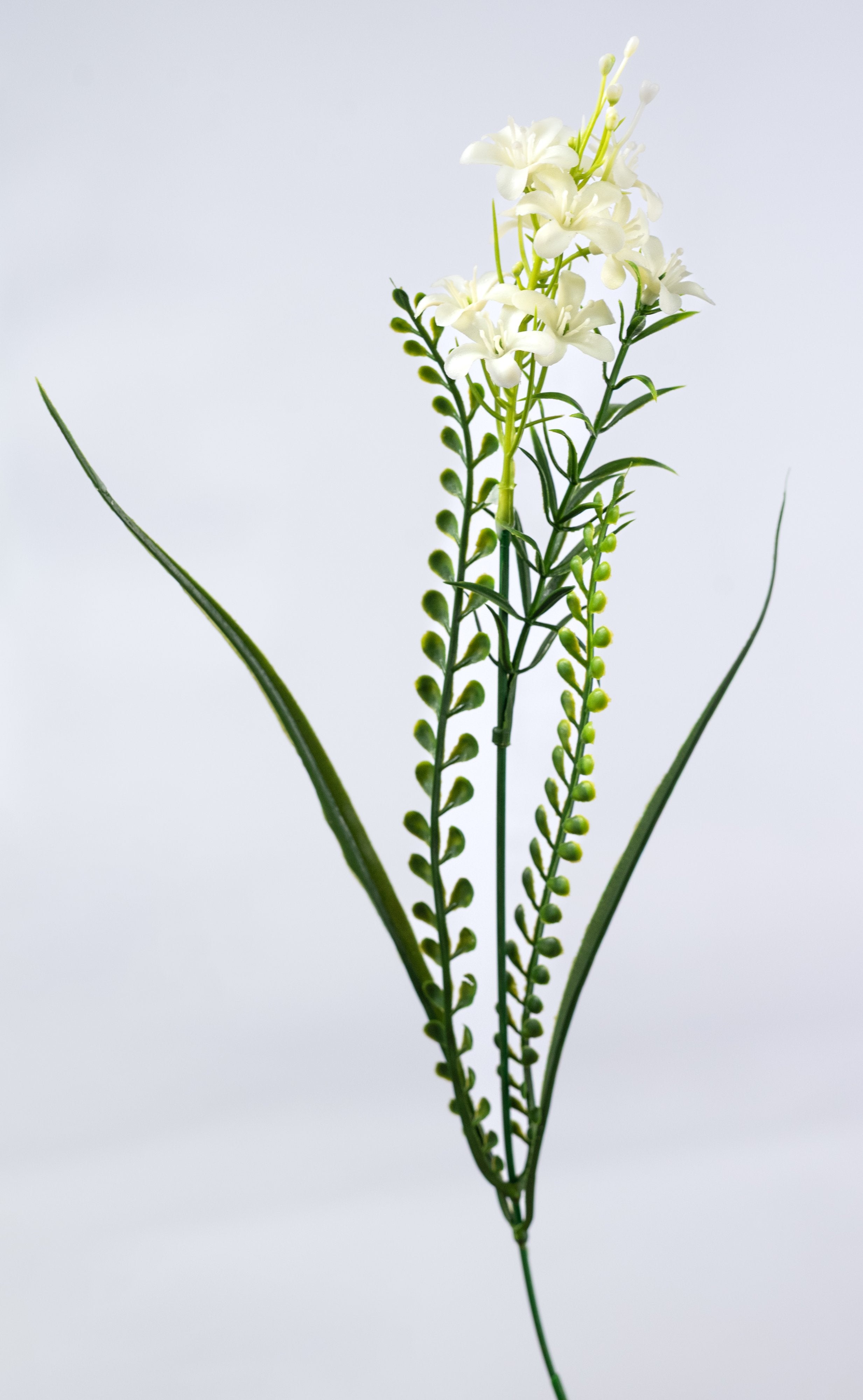 18" Plastic Star Flower Bead Grass Bush: Cream (7 Stem) detail photo 3