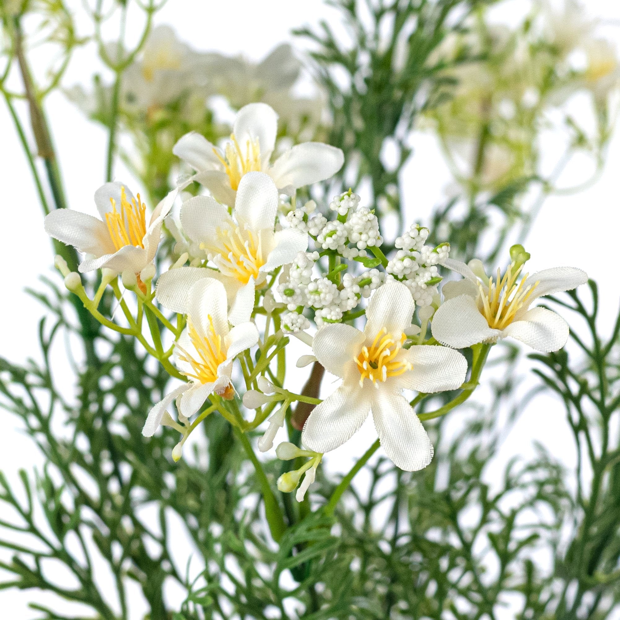 18" Plastic Star Flower Bush: Cream (7 Stem) Lifestyle Photo